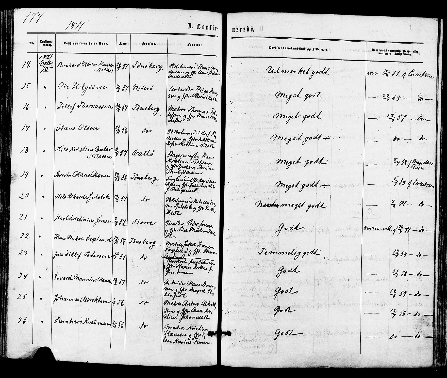 Tønsberg kirkebøker, SAKO/A-330/F/Fa/L0009: Parish register (official) no. I 9, 1865-1873, p. 177