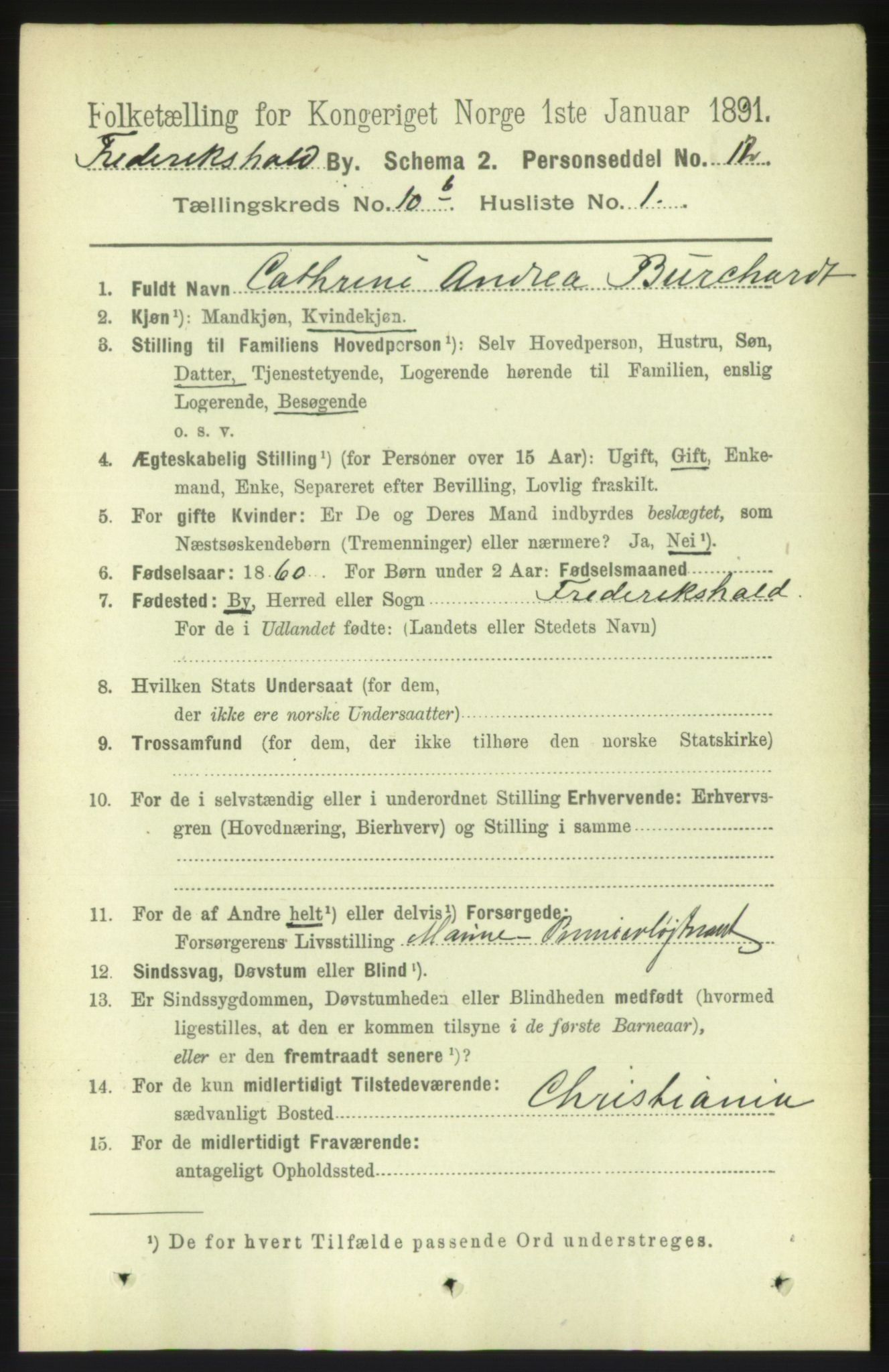 RA, 1891 census for 0101 Fredrikshald, 1891, p. 7359