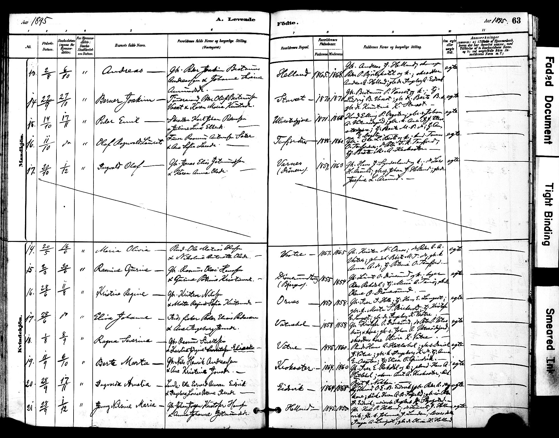 Ministerialprotokoller, klokkerbøker og fødselsregistre - Møre og Romsdal, AV/SAT-A-1454/525/L0374: Parish register (official) no. 525A04, 1880-1899, p. 63