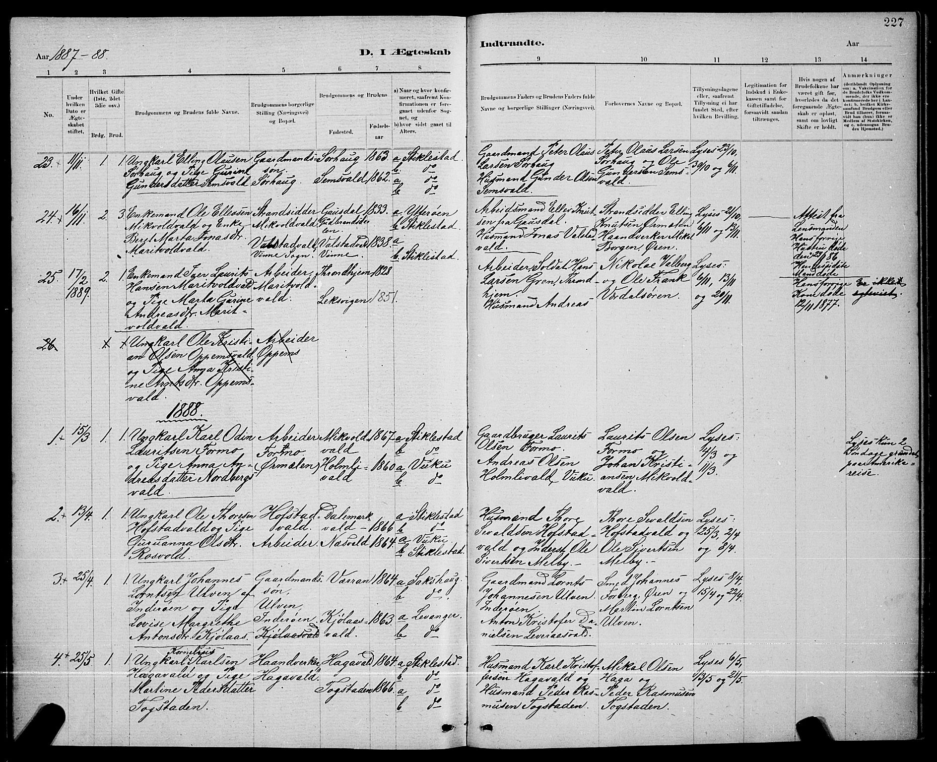 Ministerialprotokoller, klokkerbøker og fødselsregistre - Nord-Trøndelag, SAT/A-1458/723/L0256: Parish register (copy) no. 723C04, 1879-1890, p. 227