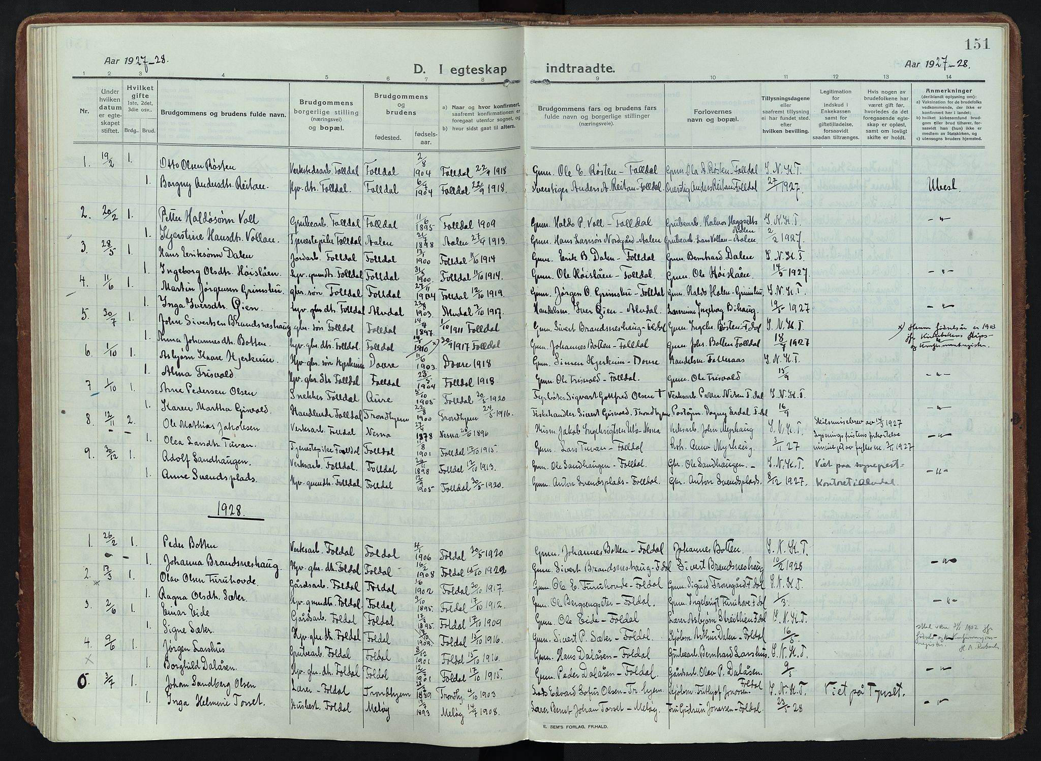 Alvdal prestekontor, SAH/PREST-060/H/Ha/Haa/L0005: Parish register (official) no. 5, 1913-1930, p. 151