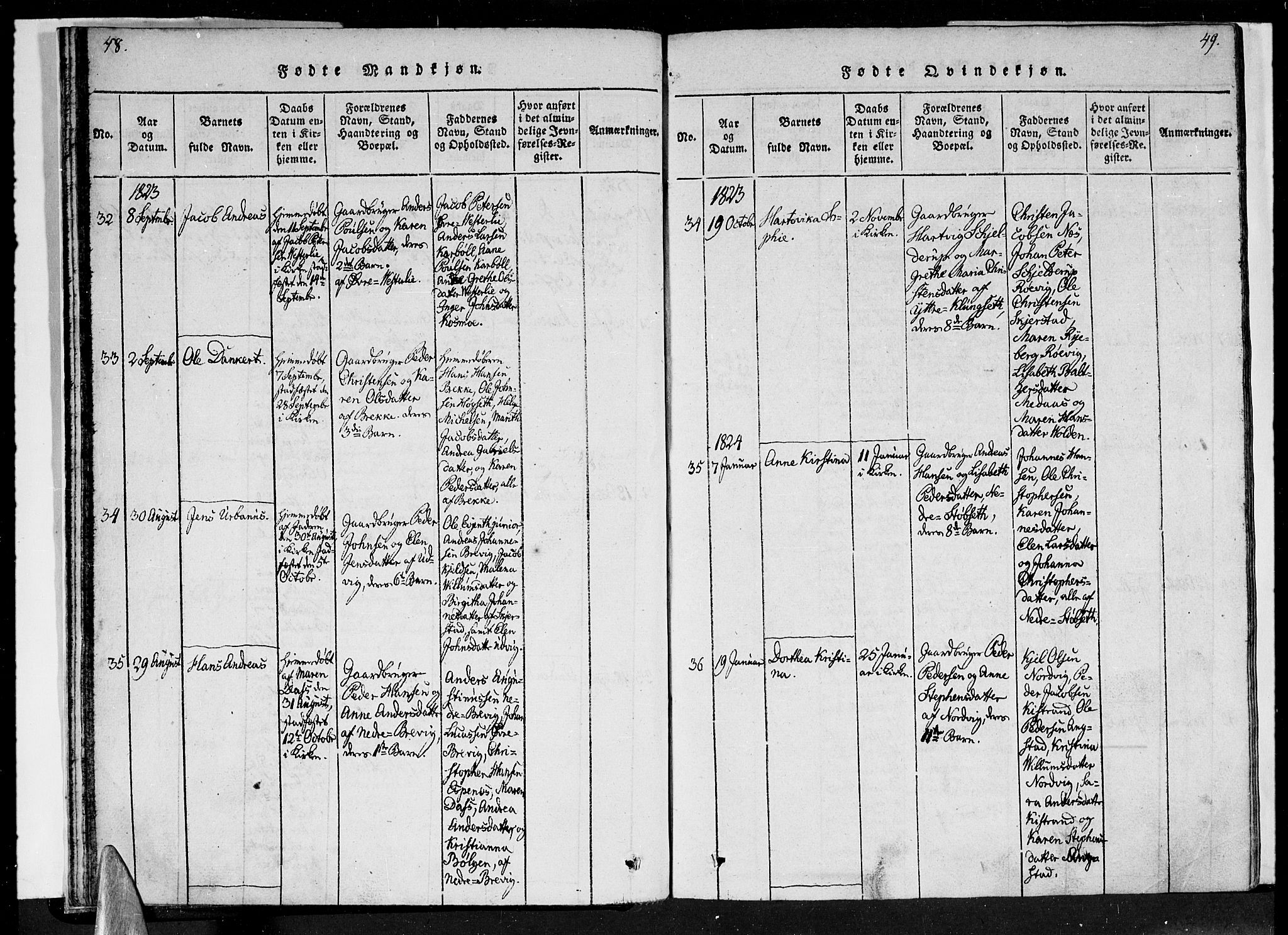 Ministerialprotokoller, klokkerbøker og fødselsregistre - Nordland, SAT/A-1459/852/L0736: Parish register (official) no. 852A06, 1820-1833, p. 48-49