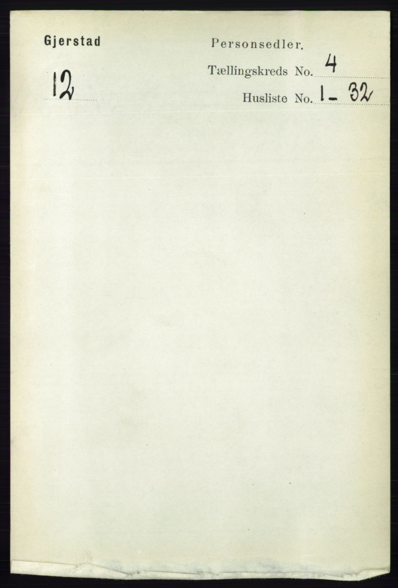 RA, 1891 census for 0911 Gjerstad, 1891, p. 1506