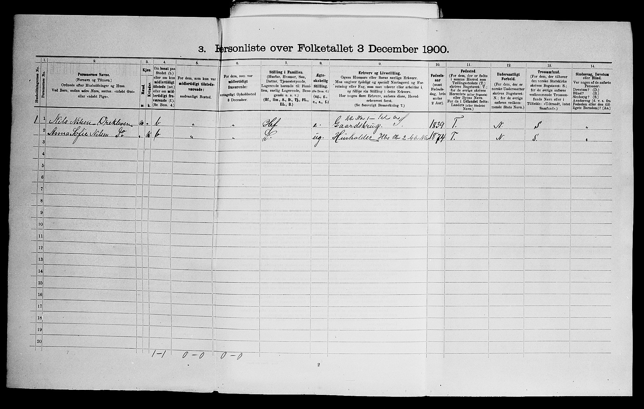 SAO, 1900 census for Rødenes, 1900