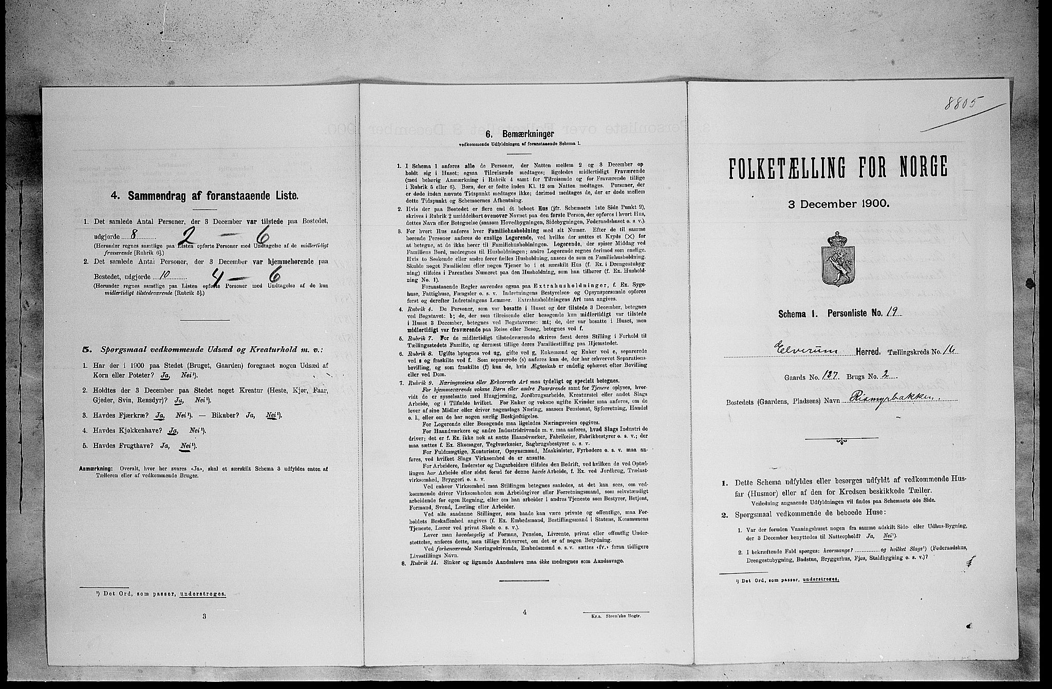 SAH, 1900 census for Elverum, 1900, p. 2264