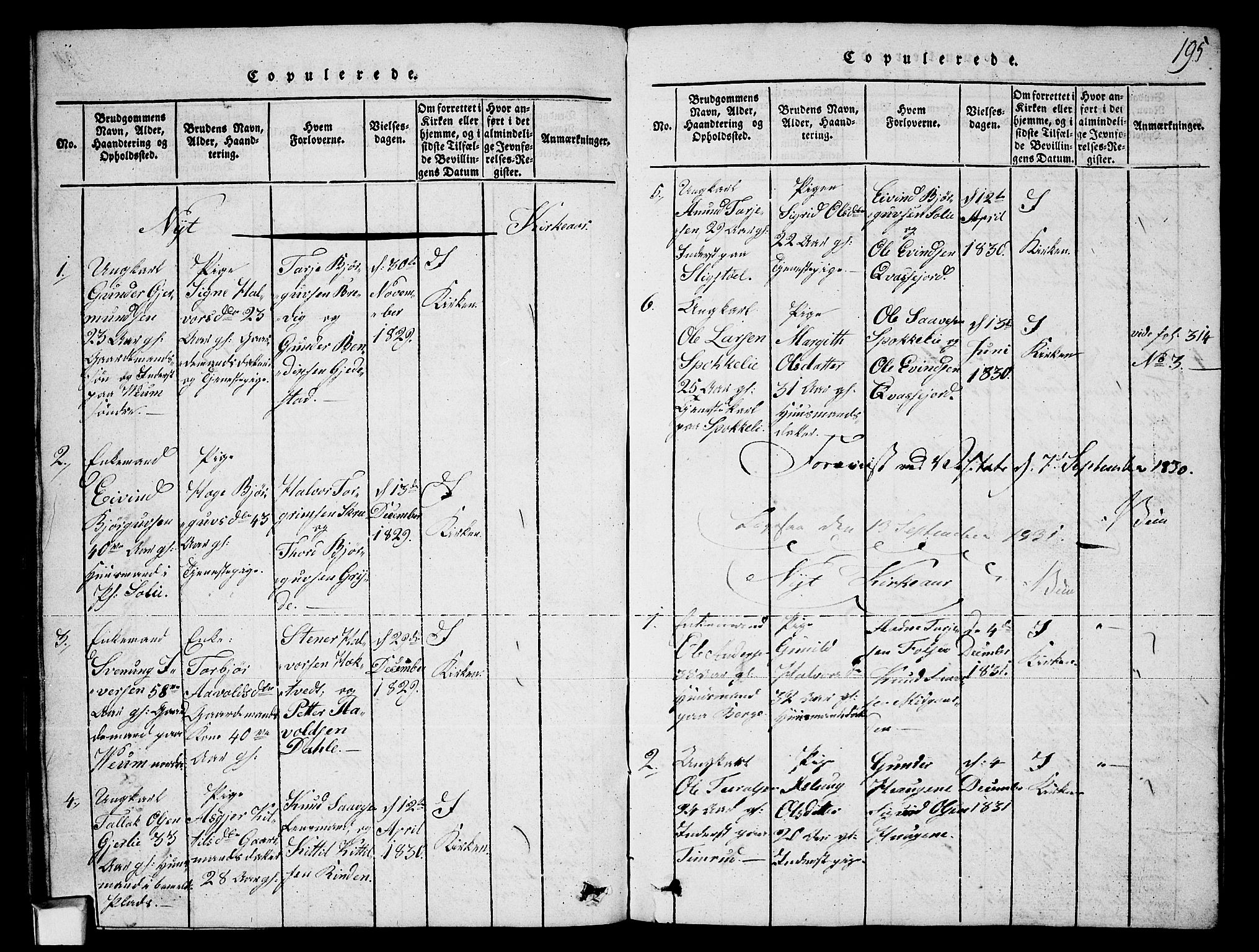 Fyresdal kirkebøker, SAKO/A-263/G/Ga/L0003: Parish register (copy) no. I 3, 1815-1863, p. 195
