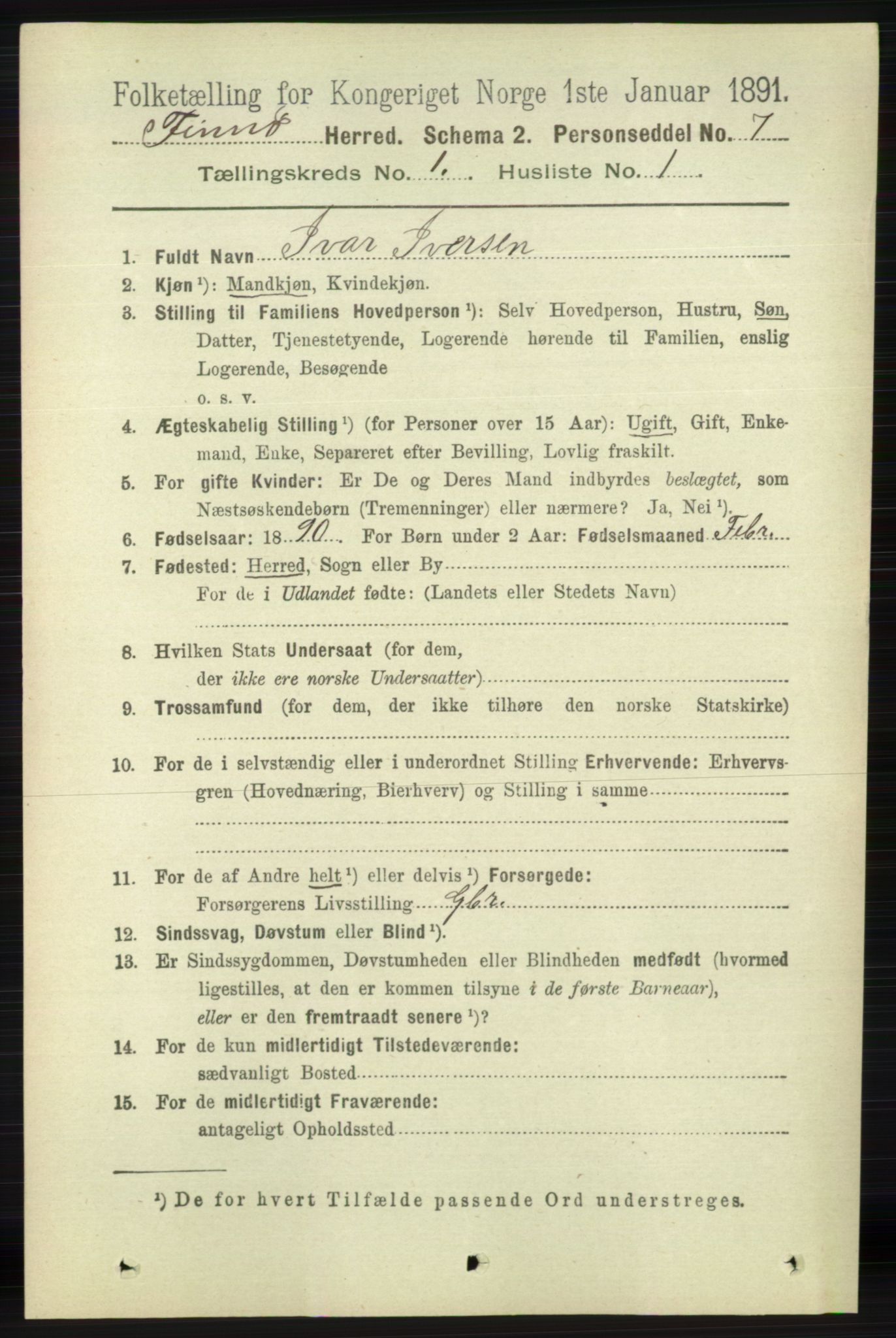 RA, 1891 census for 1141 Finnøy, 1891, p. 59