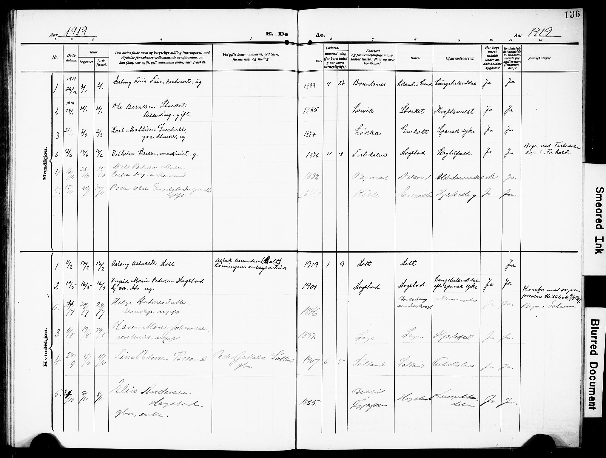 Siljan kirkebøker, AV/SAKO-A-300/G/Ga/L0003: Parish register (copy) no. 3, 1909-1927, p. 136