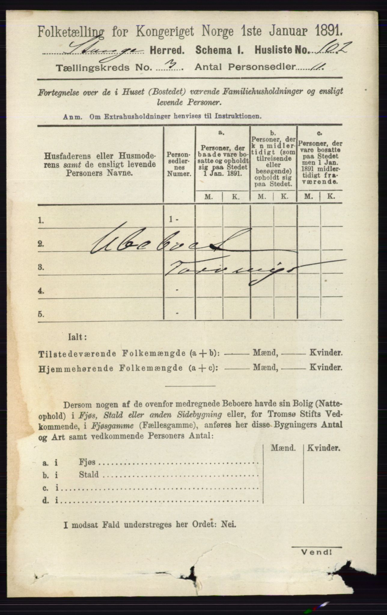 RA, 1891 census for 0417 Stange, 1891, p. 1633