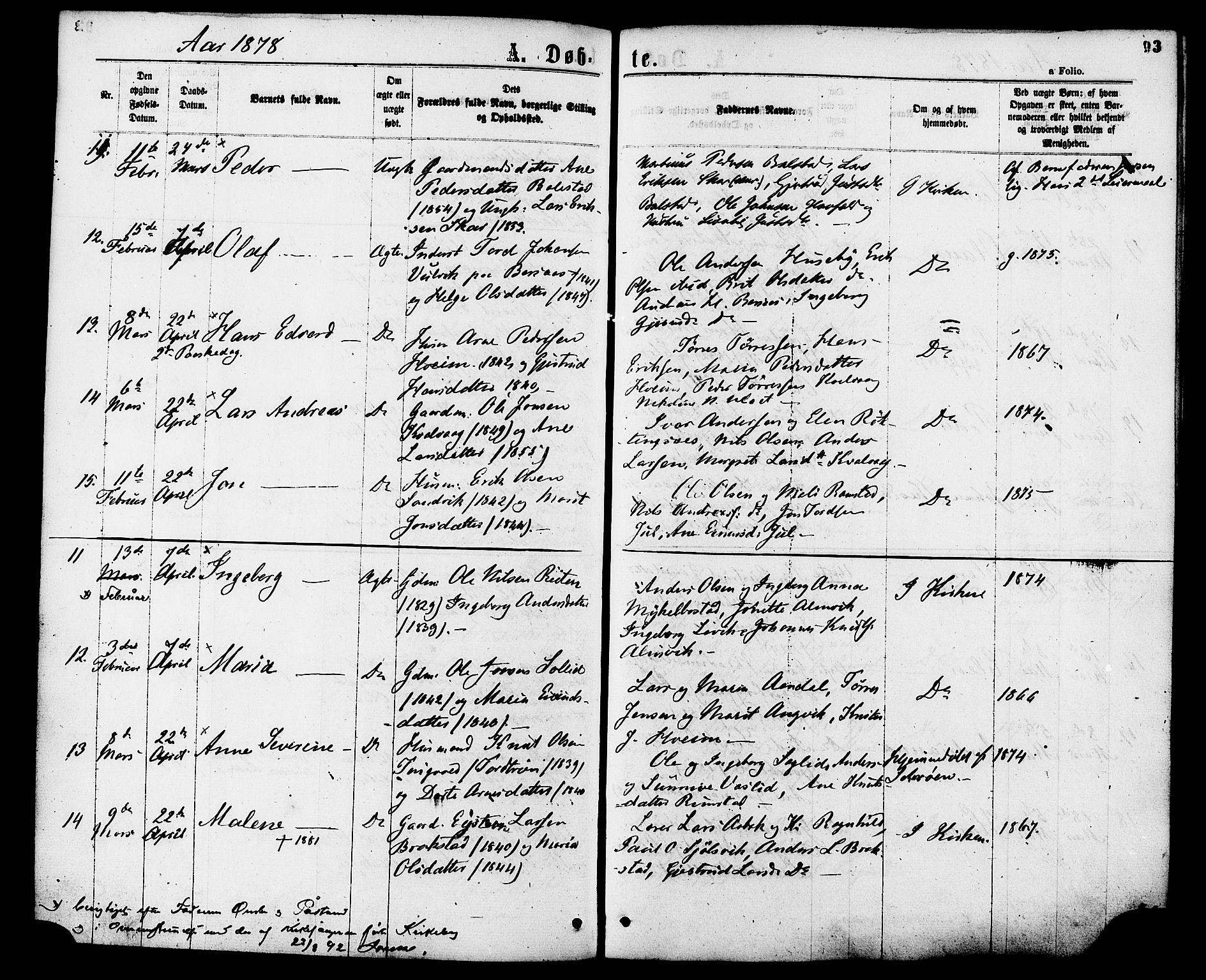 Ministerialprotokoller, klokkerbøker og fødselsregistre - Møre og Romsdal, SAT/A-1454/586/L0986: Parish register (official) no. 586A12, 1867-1878, p. 93