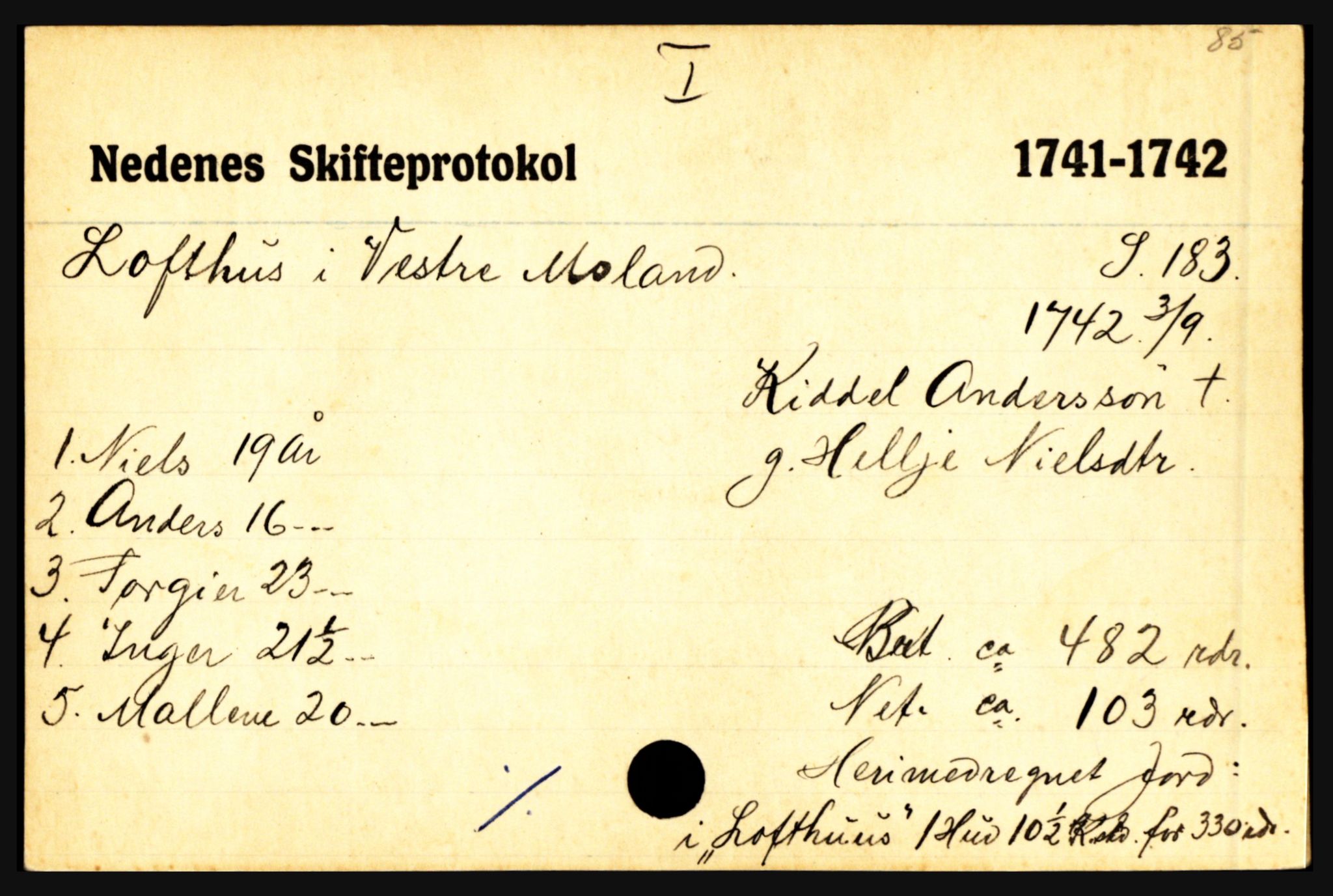 Nedenes sorenskriveri før 1824, AV/SAK-1221-0007/H, p. 18157