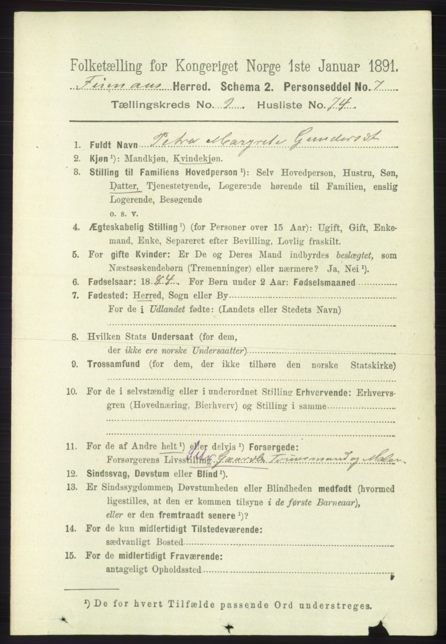 RA, 1891 census for 1218 Finnås, 1891, p. 4417