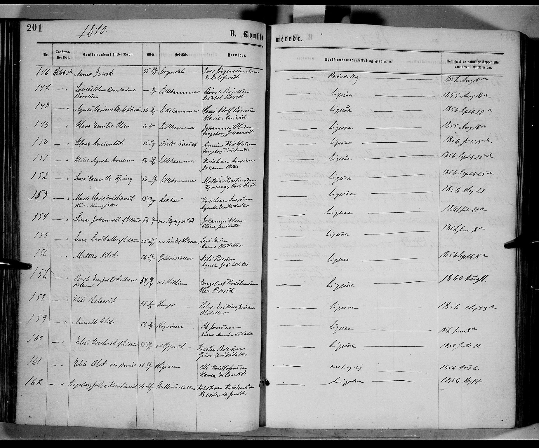 Fåberg prestekontor, AV/SAH-PREST-086/H/Ha/Haa/L0007: Parish register (official) no. 7, 1868-1878, p. 201