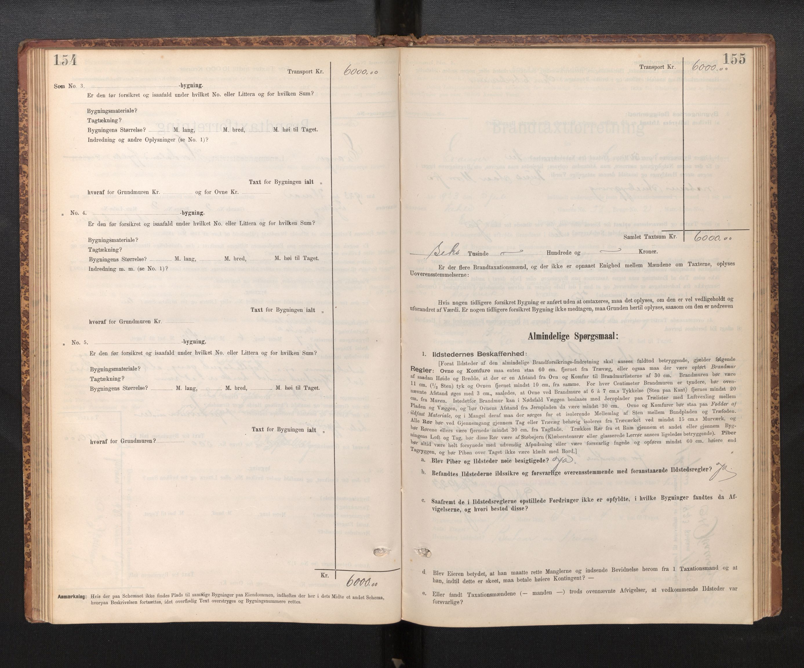 Lensmannen i Evanger, SAB/A-31701/0012/L0005: Branntakstprotokoll, skjematakst, 1895-1935, p. 154-155