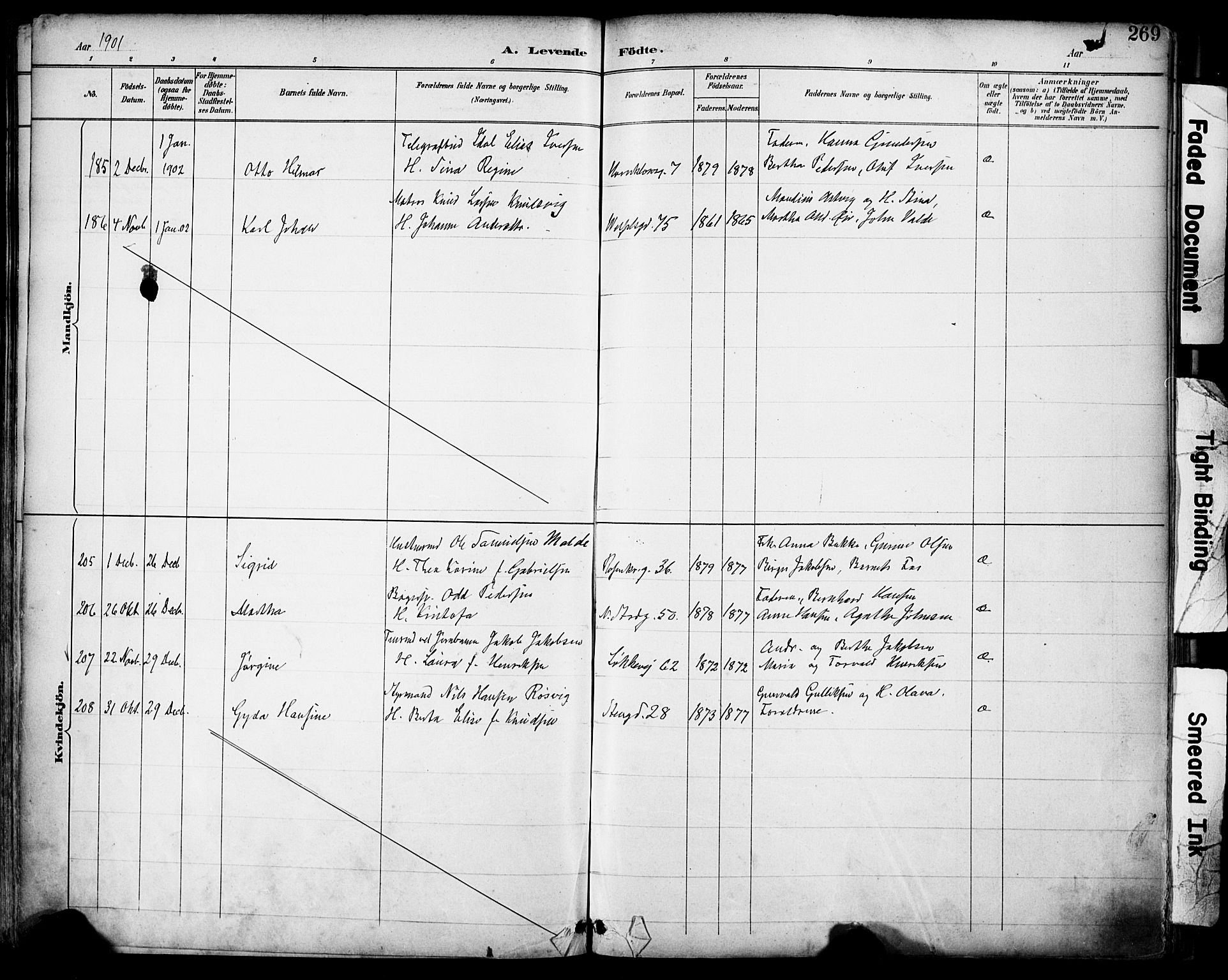 Domkirken sokneprestkontor, SAST/A-101812/001/30/30BA/L0030: Parish register (official) no. A 29, 1889-1902, p. 269