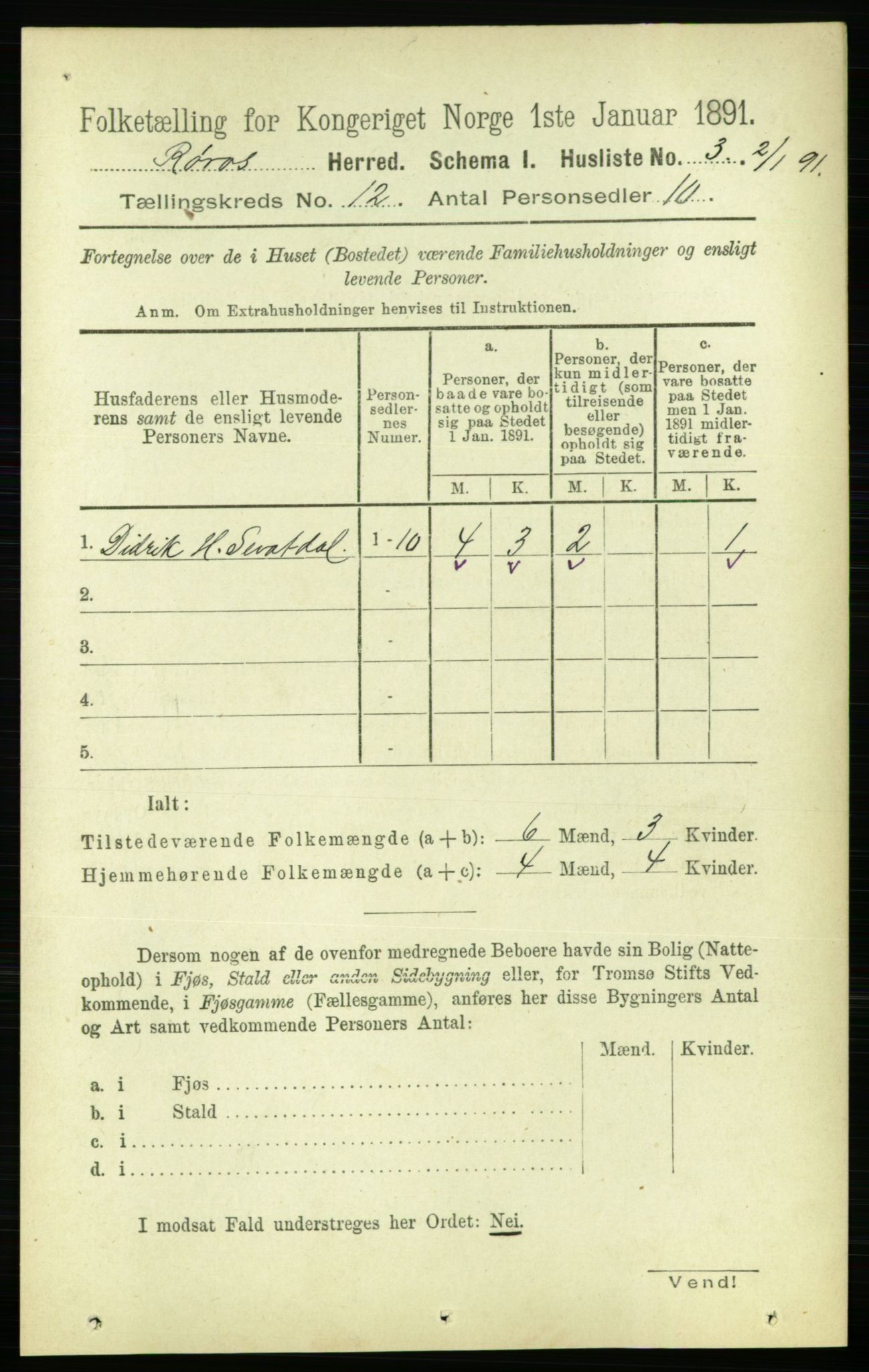 RA, 1891 census for 1640 Røros, 1891, p. 2351