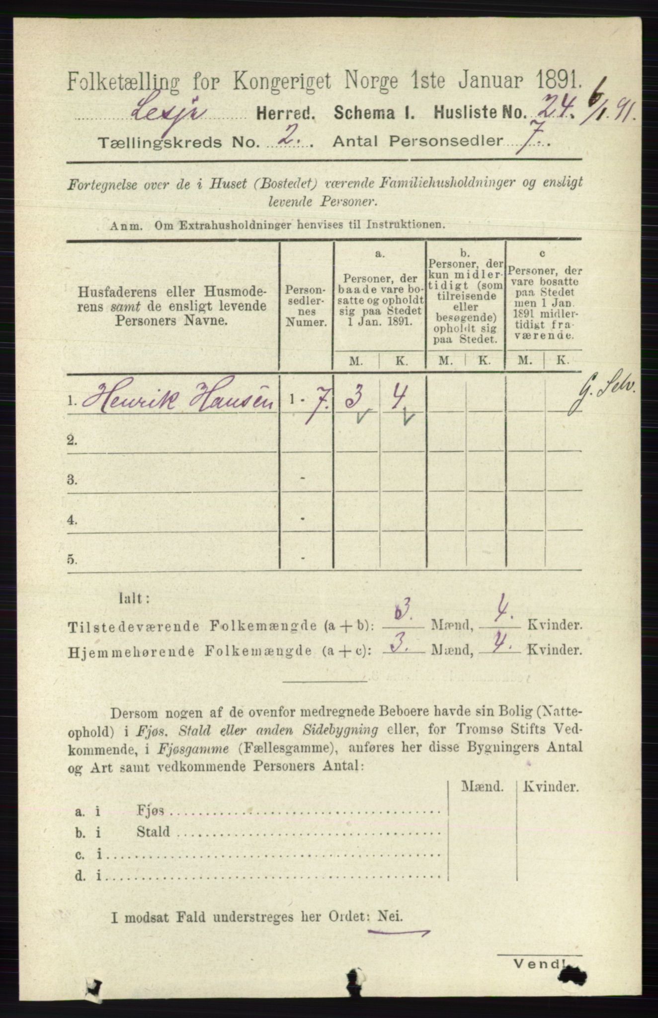 RA, 1891 census for 0512 Lesja, 1891, p. 393