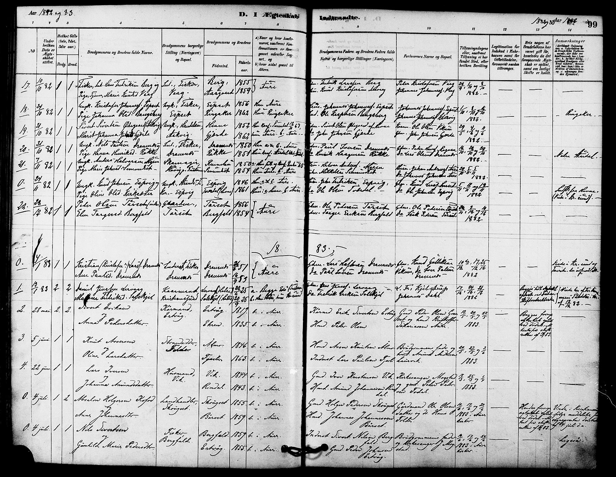 Ministerialprotokoller, klokkerbøker og fødselsregistre - Møre og Romsdal, AV/SAT-A-1454/578/L0906: Parish register (official) no. 578A05, 1878-1886, p. 99