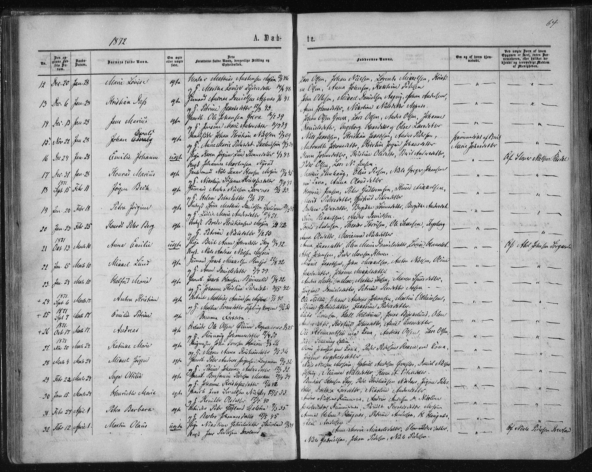 Ministerialprotokoller, klokkerbøker og fødselsregistre - Nordland, SAT/A-1459/820/L0294: Parish register (official) no. 820A15, 1866-1879, p. 64