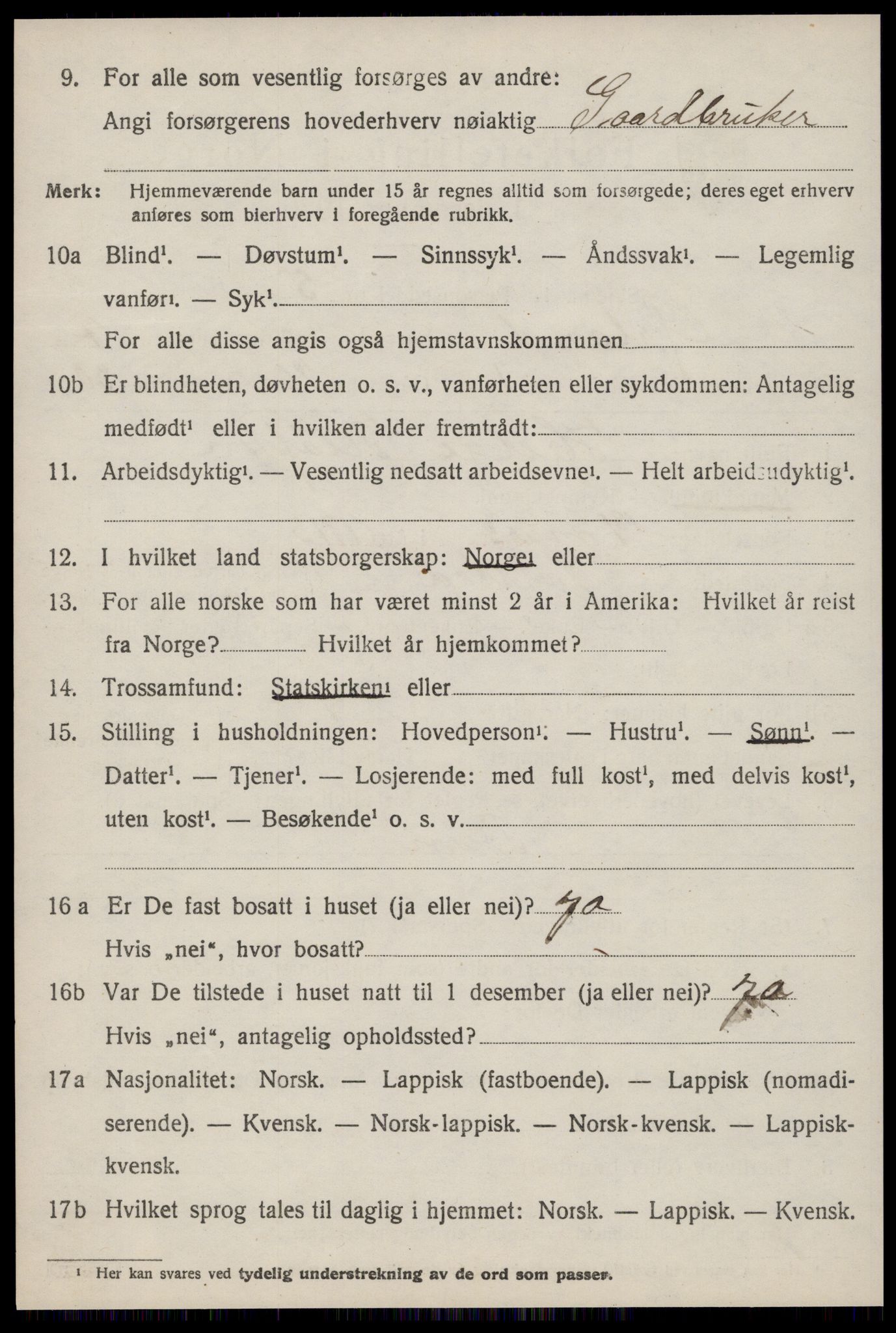 SAT, 1920 census for Ørland, 1920, p. 6102