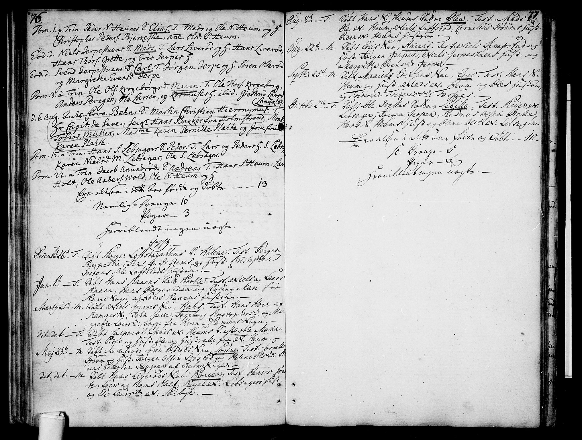 Våle kirkebøker, SAKO/A-334/F/Fa/L0004: Parish register (official) no. I 4 /1, 1732-1773, p. 76-77