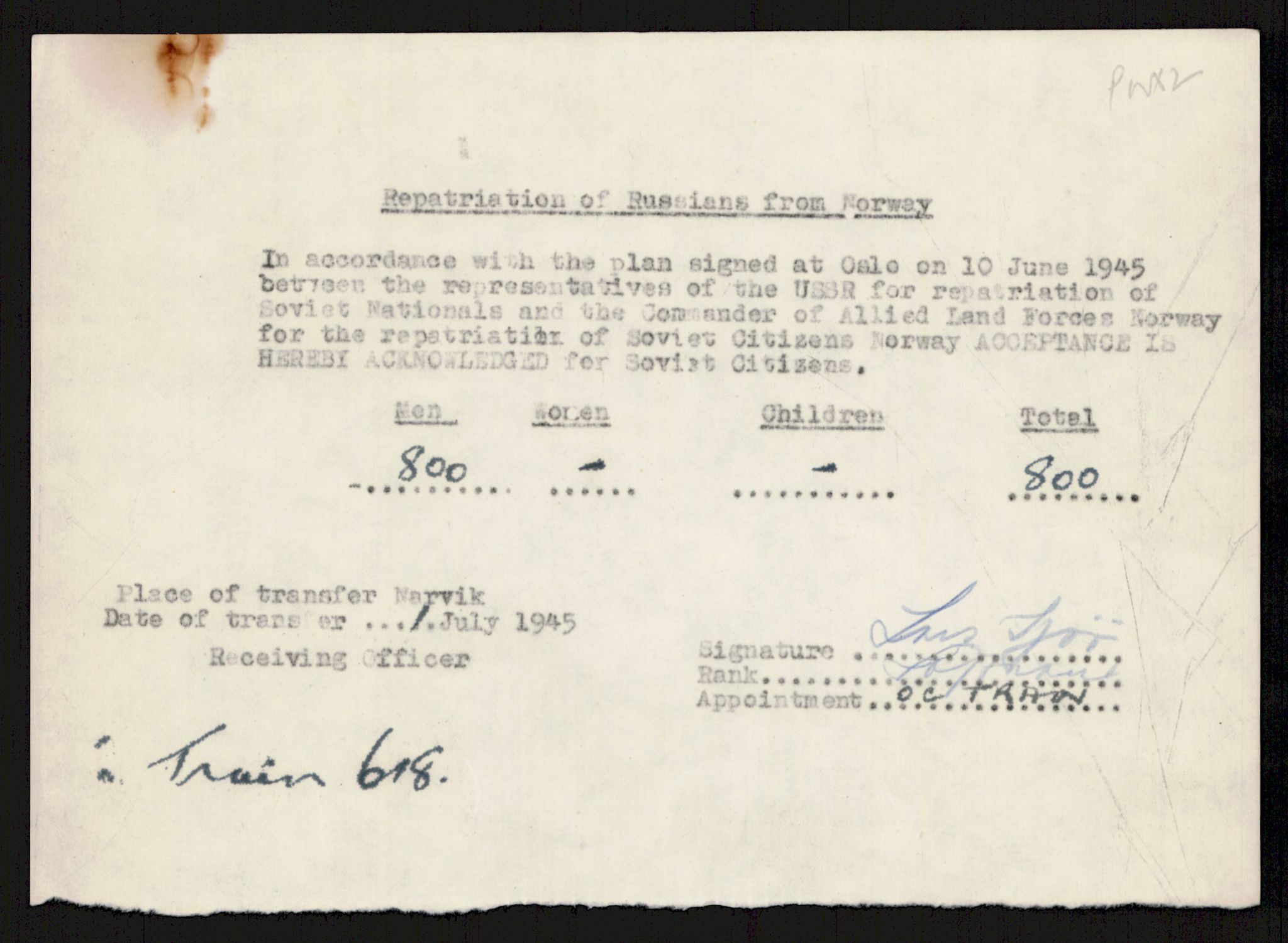 Flyktnings- og fangedirektoratet, Repatrieringskontoret, AV/RA-S-1681/D/Db/L0016: Displaced Persons (DPs) og sivile tyskere, 1945-1948, p. 187