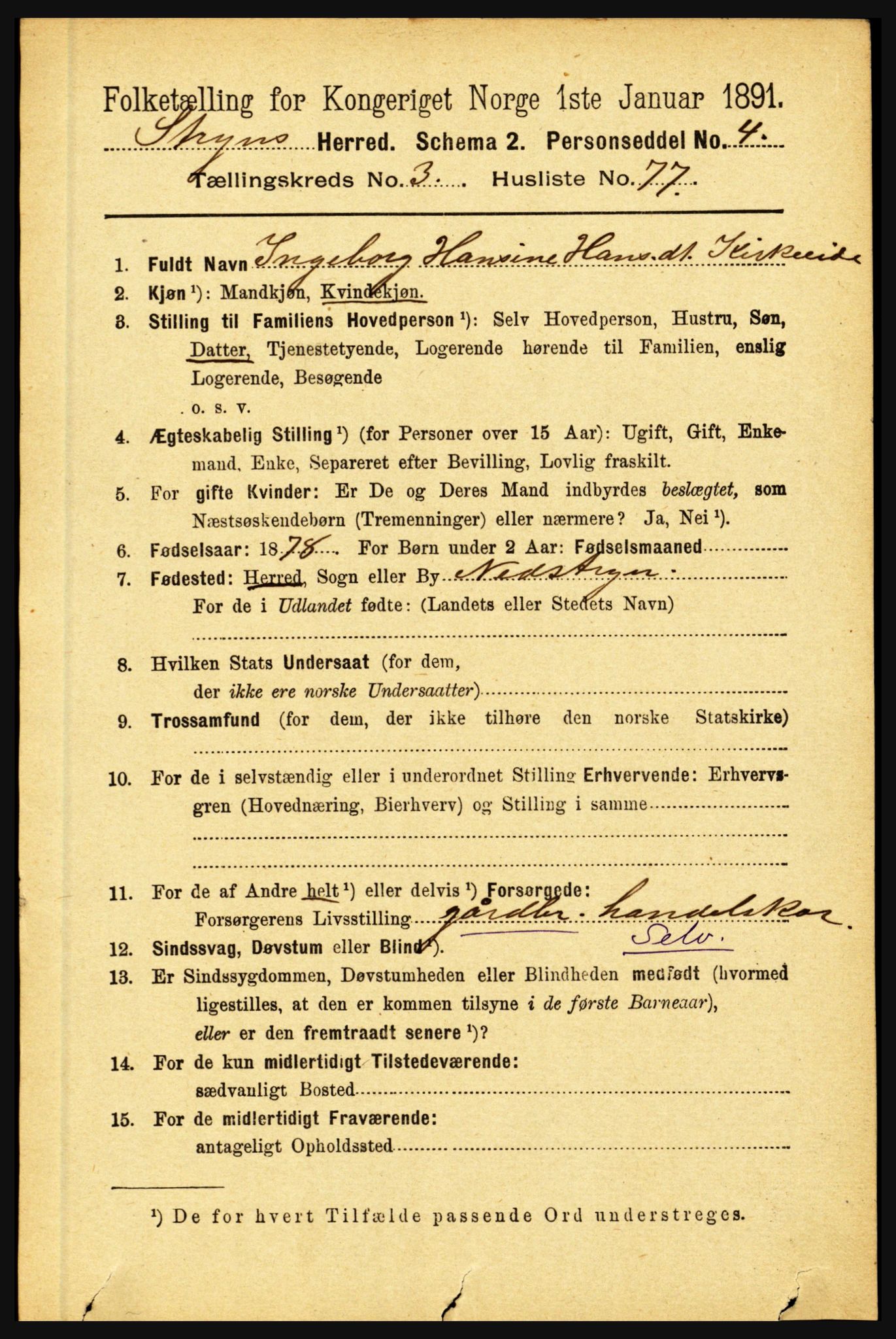 RA, 1891 census for 1448 Stryn, 1891, p. 1570