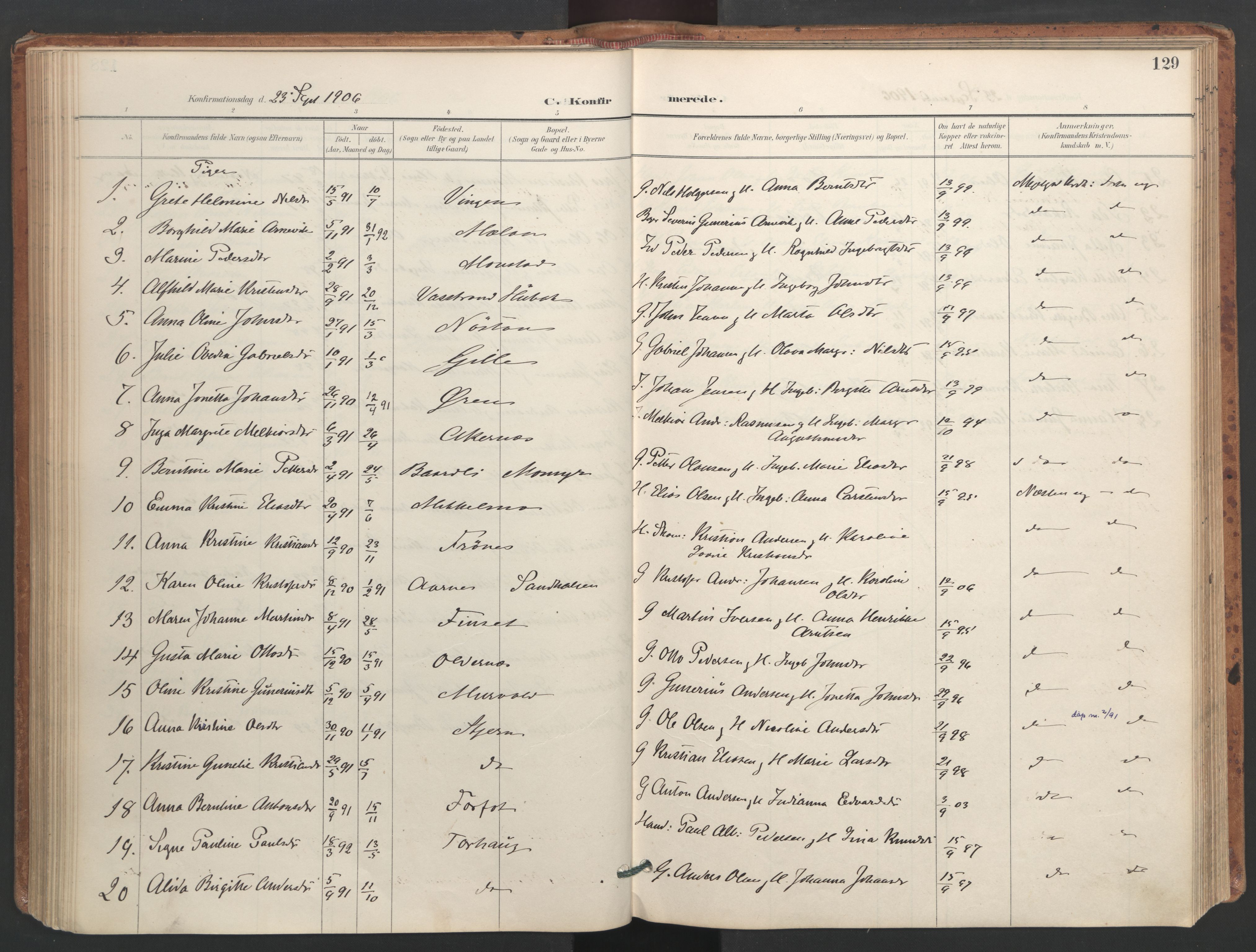 Ministerialprotokoller, klokkerbøker og fødselsregistre - Sør-Trøndelag, SAT/A-1456/655/L0681: Parish register (official) no. 655A10, 1895-1907, p. 129