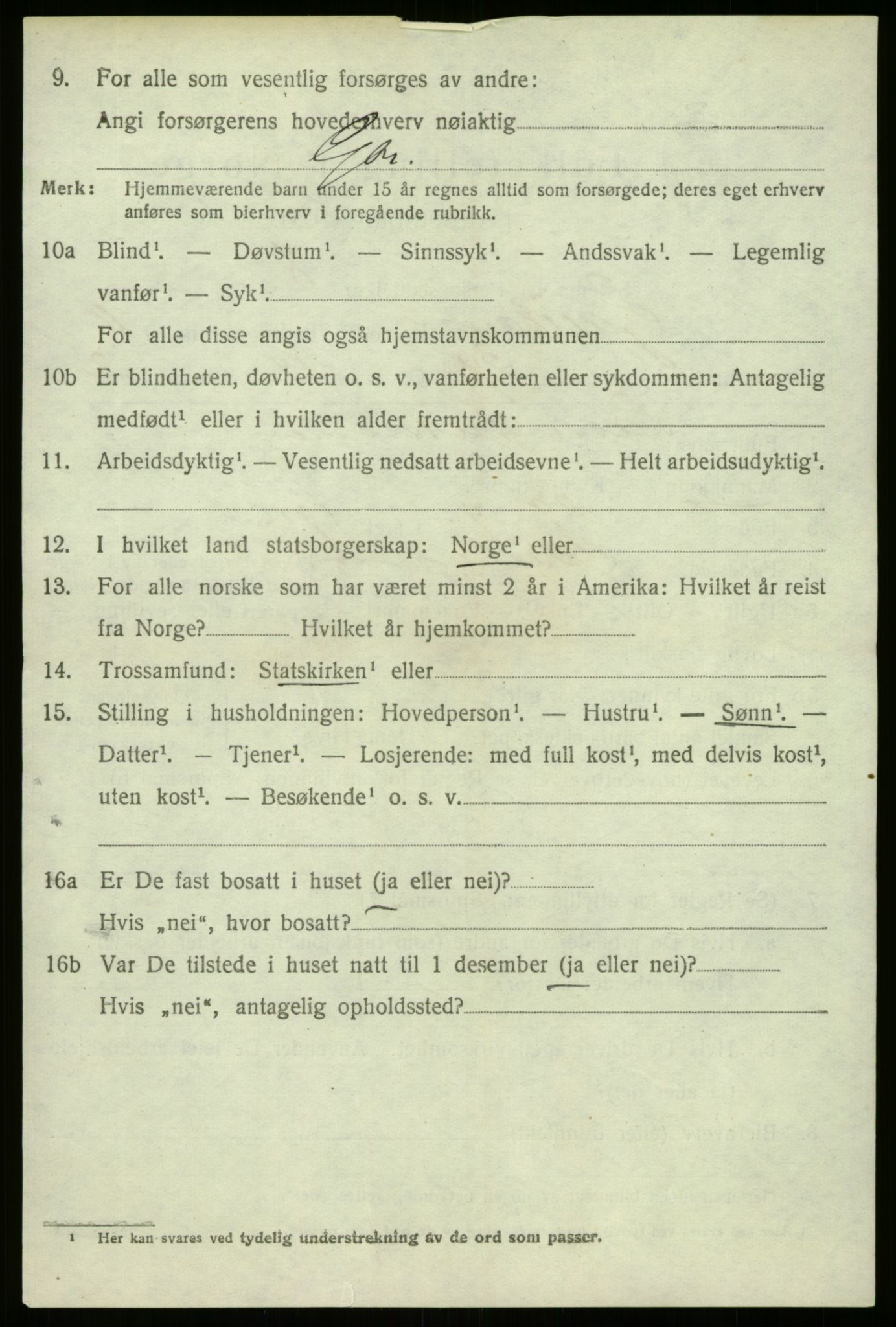 SAB, 1920 census for Gaular, 1920, p. 5593