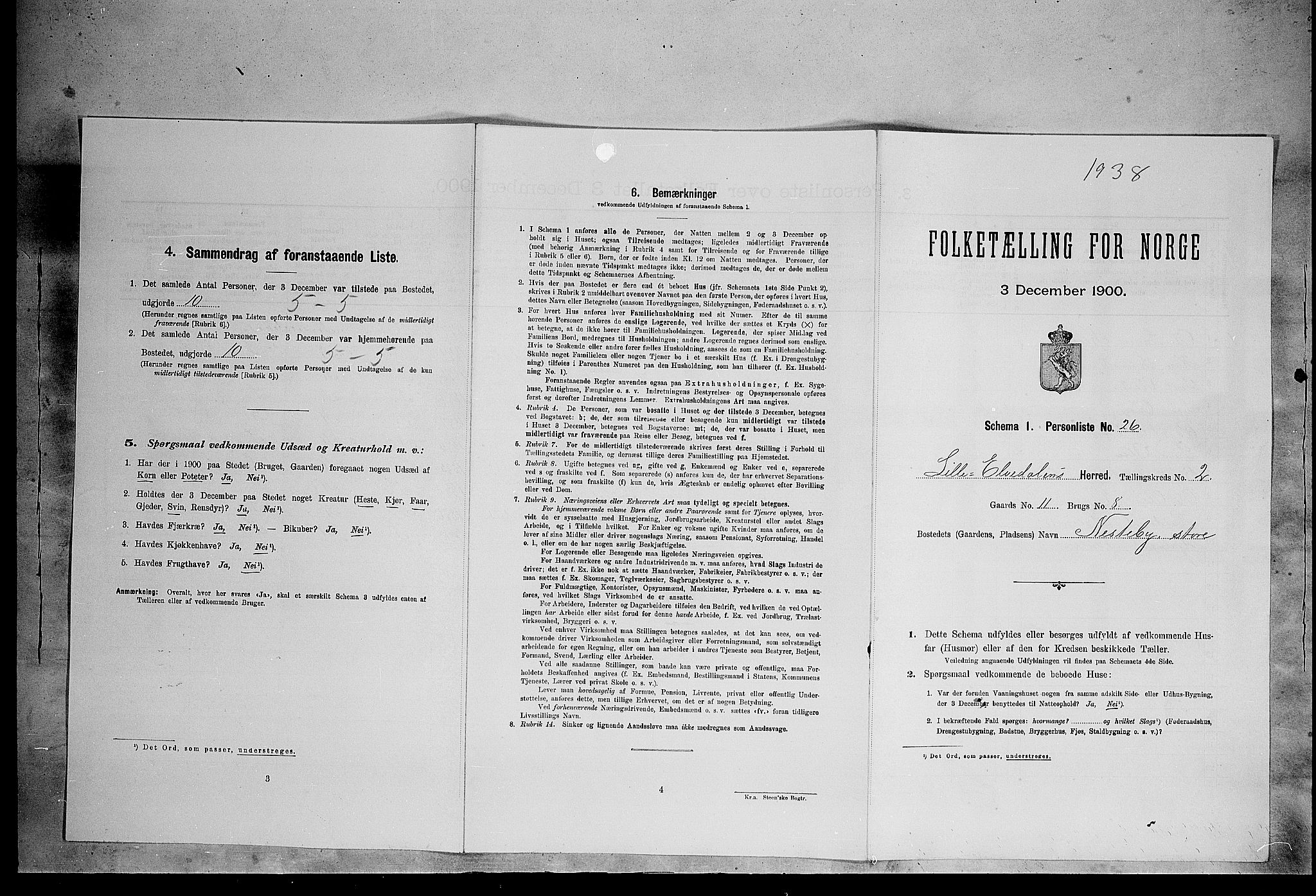 SAH, 1900 census for Lille Elvedalen, 1900, p. 222