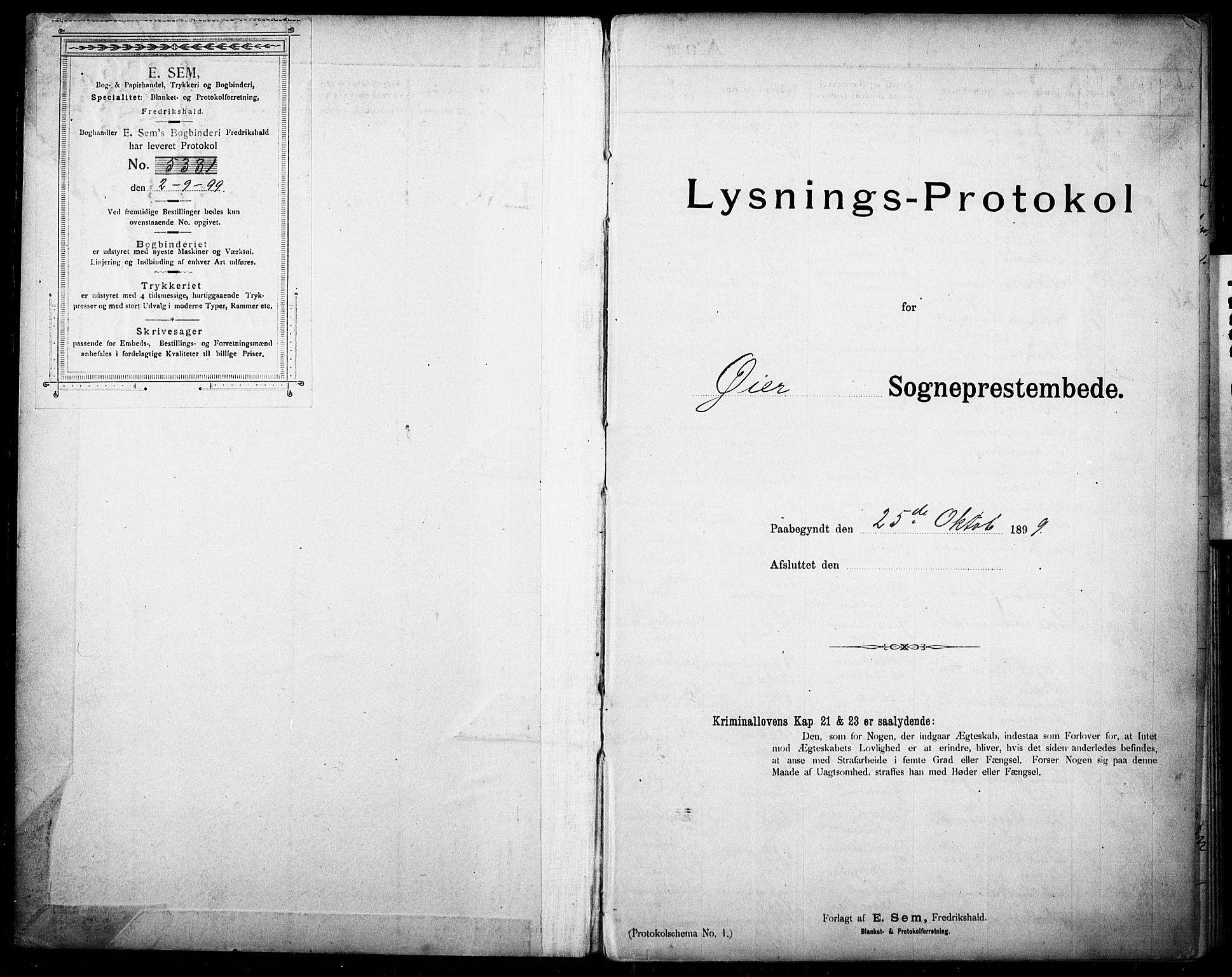 Øyer prestekontor, SAH/PREST-084/I/Ie: Banns register no. 1, 1899-1928