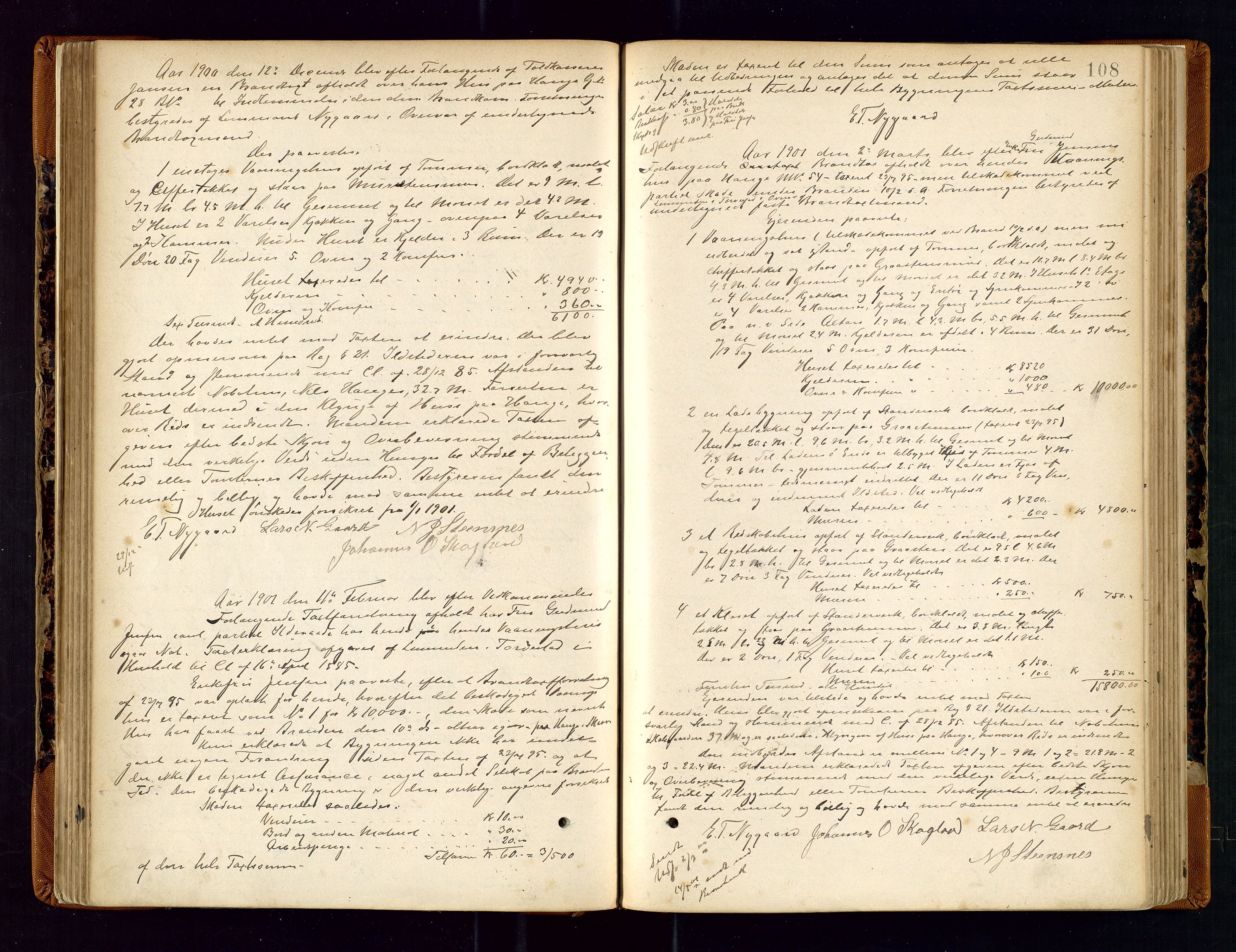 Torvestad lensmannskontor, SAST/A-100307/1/Goa/L0002: "Brandtaxationsprotokol for Torvestad Thinglag", 1883-1917, p. 107b-108a