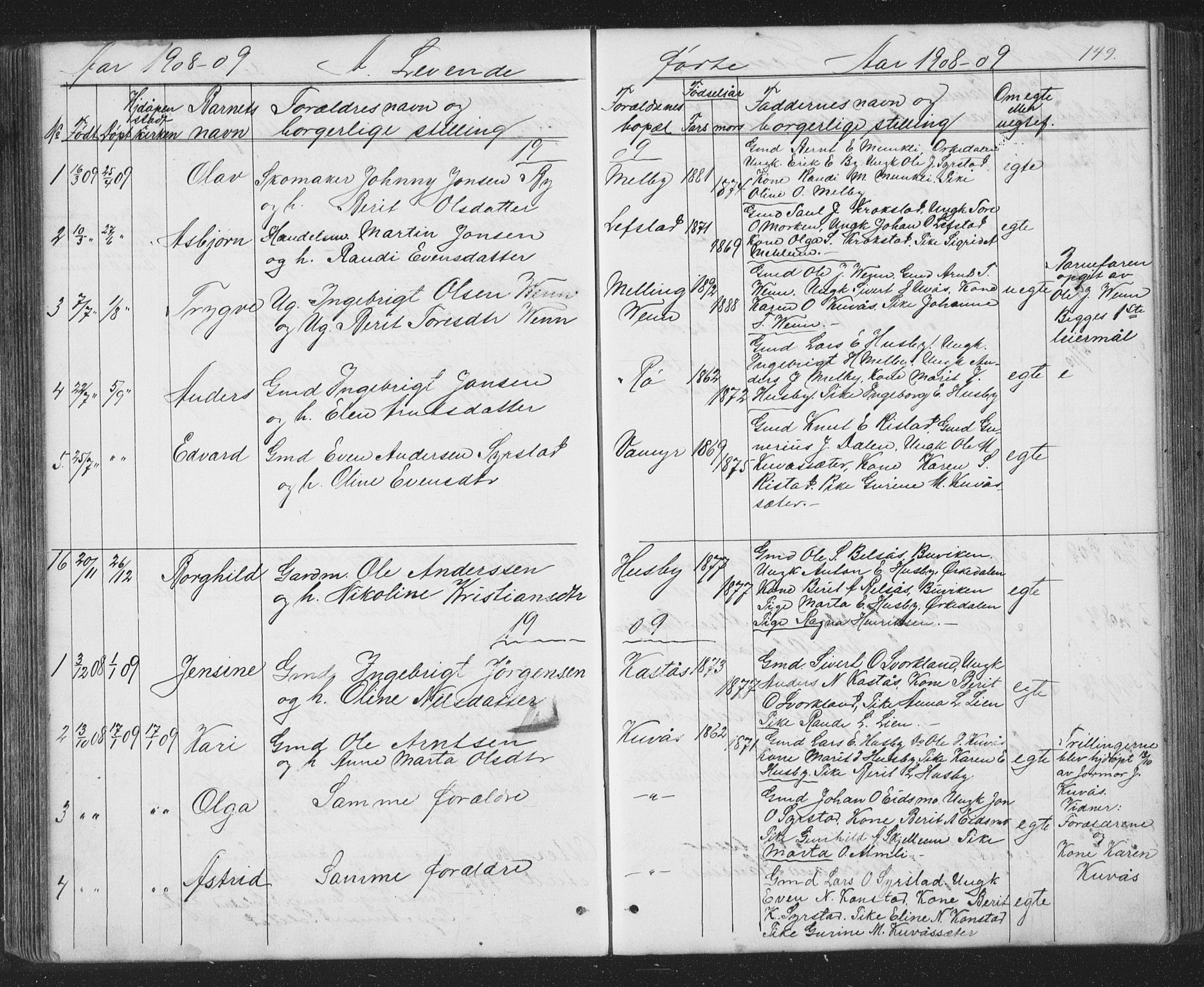 Ministerialprotokoller, klokkerbøker og fødselsregistre - Sør-Trøndelag, SAT/A-1456/667/L0798: Parish register (copy) no. 667C03, 1867-1929, p. 149