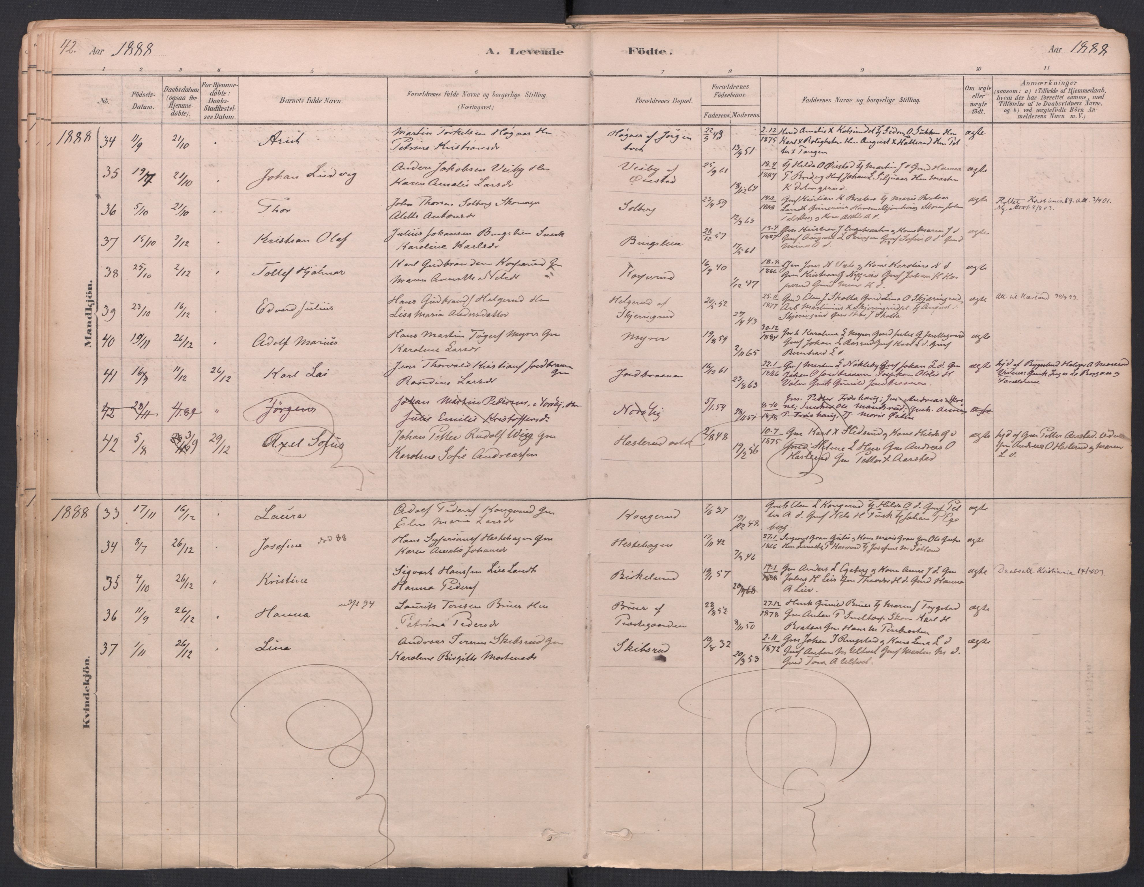 Trøgstad prestekontor Kirkebøker, SAO/A-10925/F/Fa/L0010: Parish register (official) no. I 10, 1878-1898, p. 42