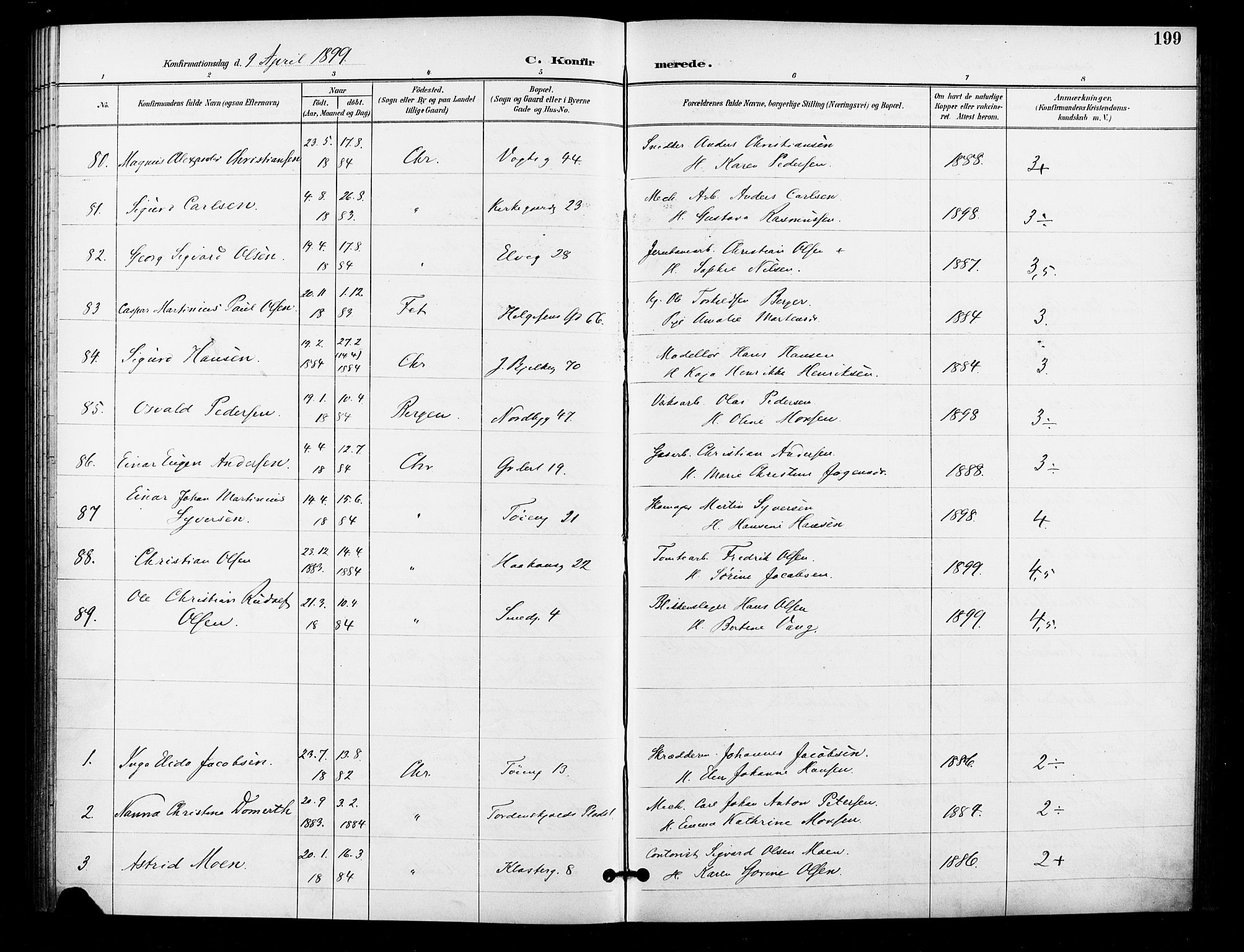 Grønland prestekontor Kirkebøker, AV/SAO-A-10848/F/Fa/L0011: Parish register (official) no. 11, 1892-1907, p. 199