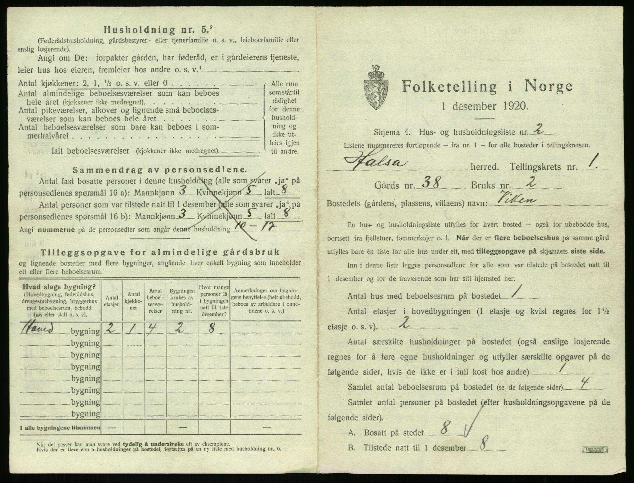 SAT, 1920 census for Halsa, 1920, p. 34