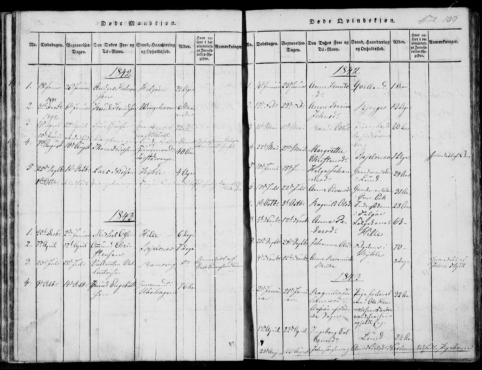 Nedstrand sokneprestkontor, AV/SAST-A-101841/01/IV: Parish register (official) no. A 7, 1816-1870, p. 109