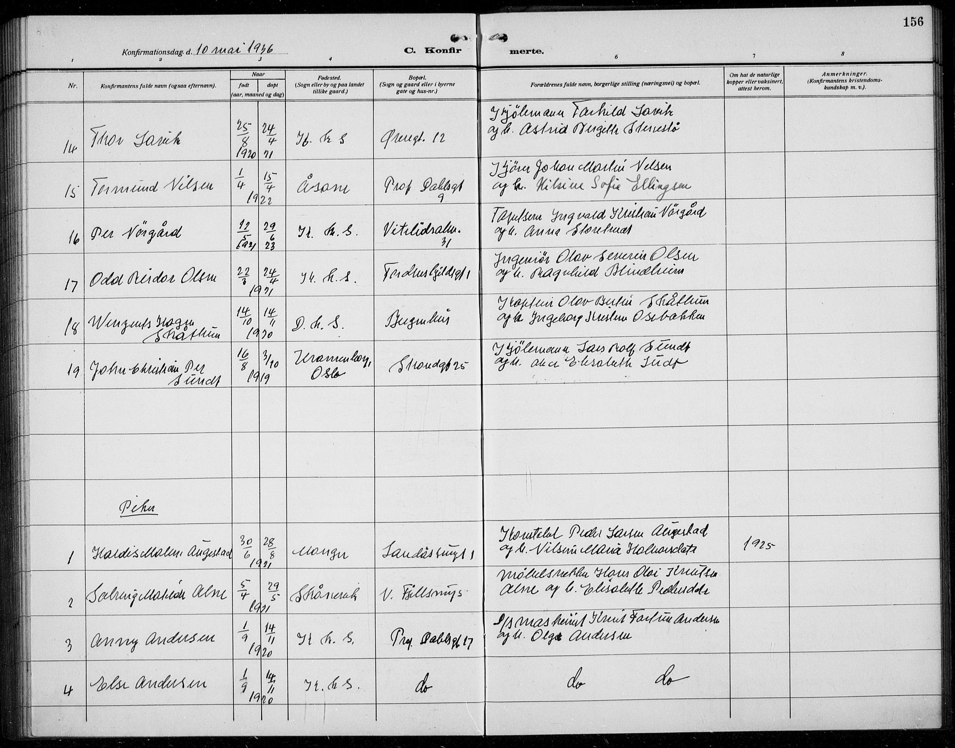 Korskirken sokneprestembete, AV/SAB-A-76101/H/Hab: Parish register (copy) no. C 6, 1918-1941, p. 156