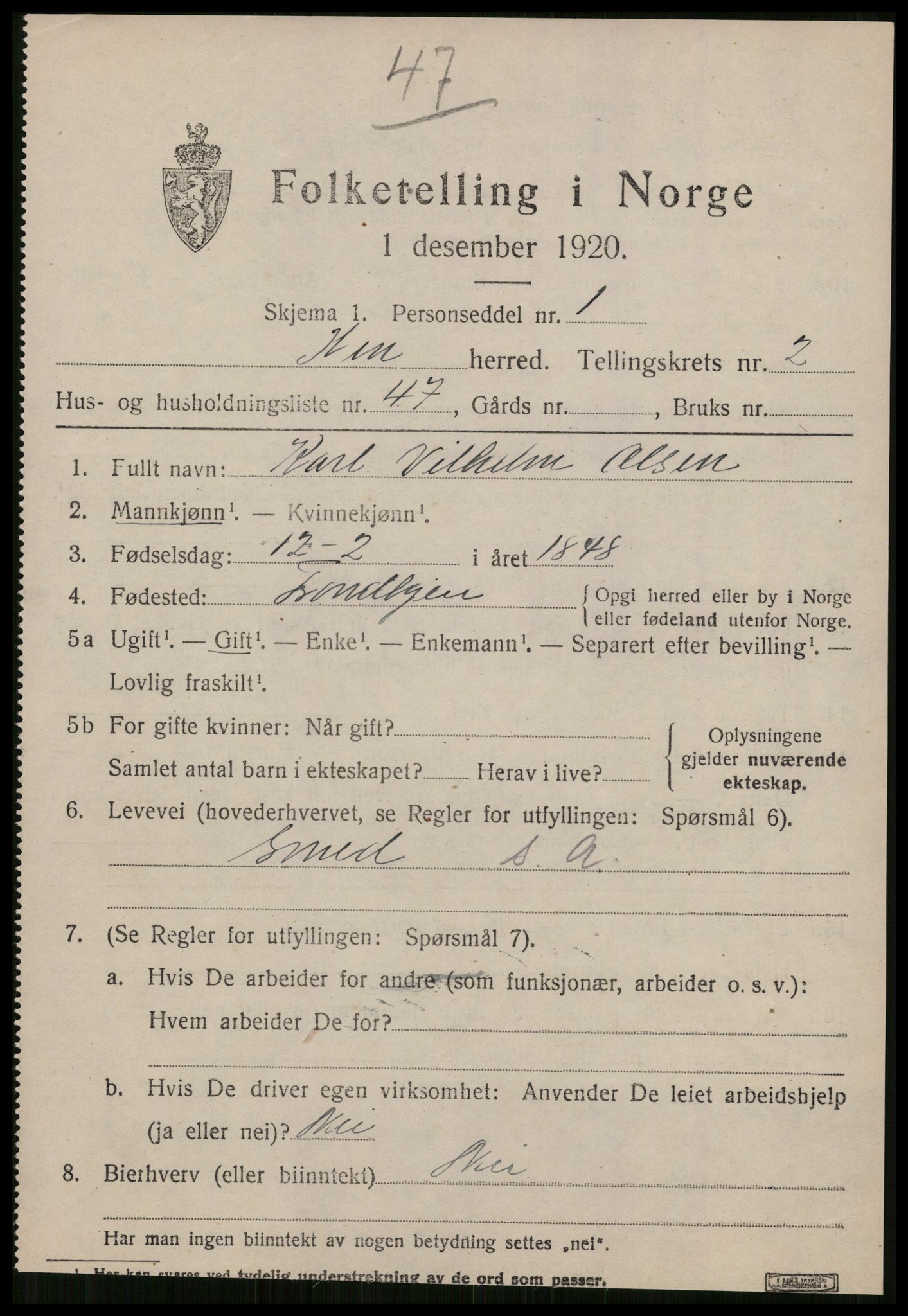 SAT, 1920 census for Hen, 1920, p. 1420