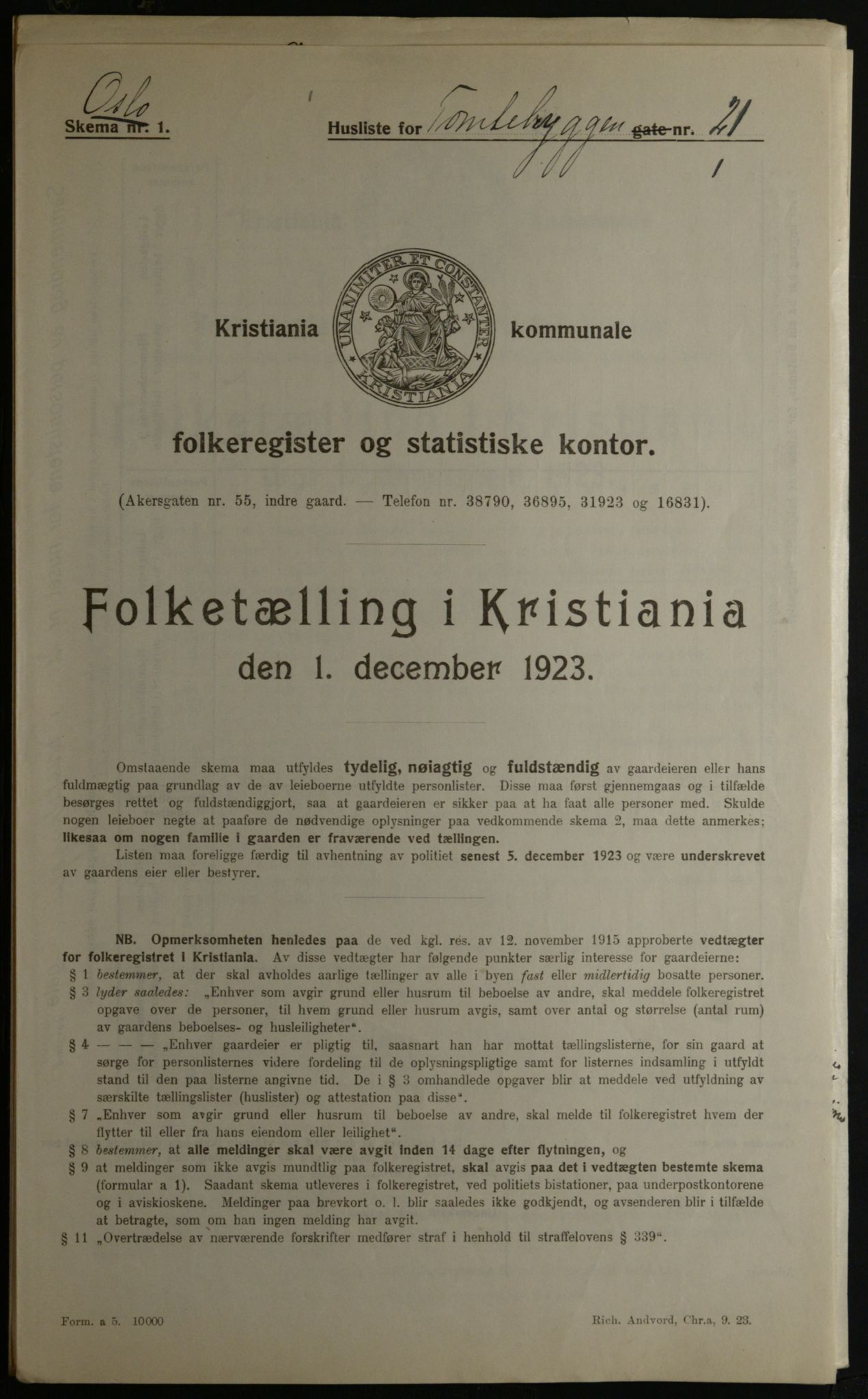 OBA, Municipal Census 1923 for Kristiania, 1923, p. 125193