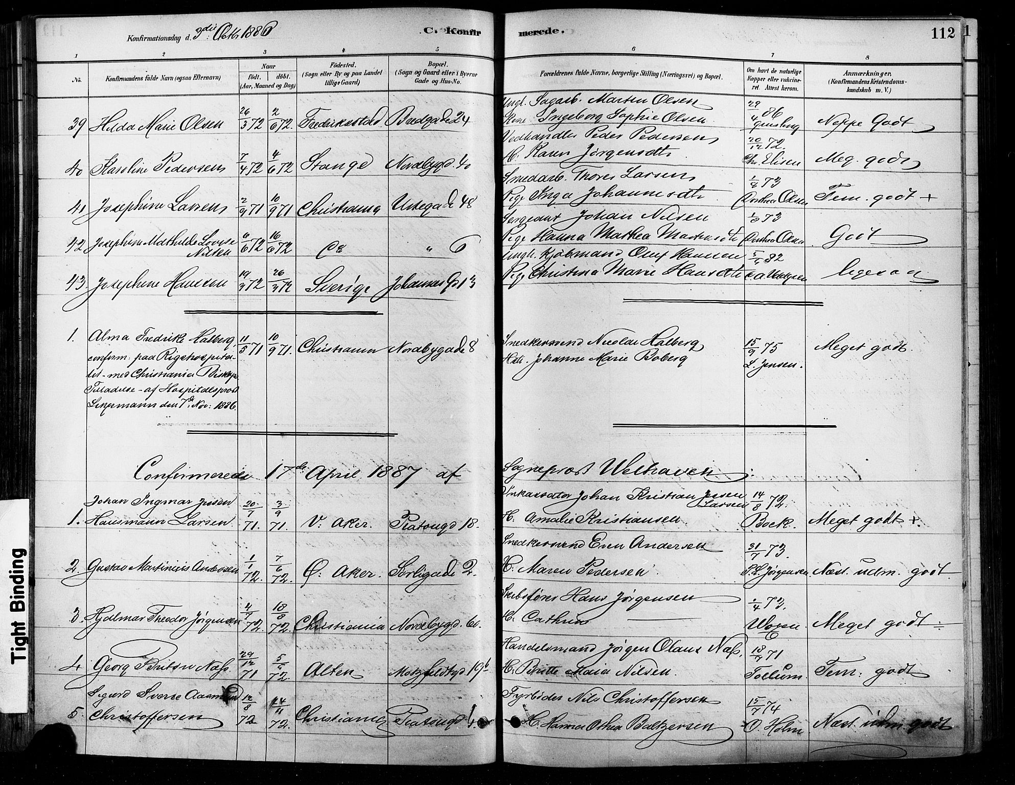 Grønland prestekontor Kirkebøker, SAO/A-10848/F/Fa/L0008: Parish register (official) no. 8, 1881-1893, p. 112