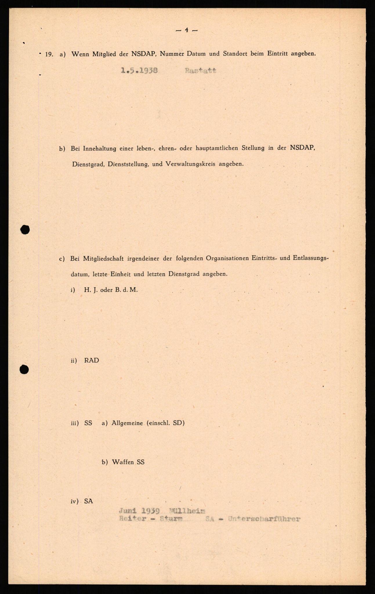 Forsvaret, Forsvarets overkommando II, RA/RAFA-3915/D/Db/L0031: CI Questionaires. Tyske okkupasjonsstyrker i Norge. Tyskere., 1945-1946, p. 155