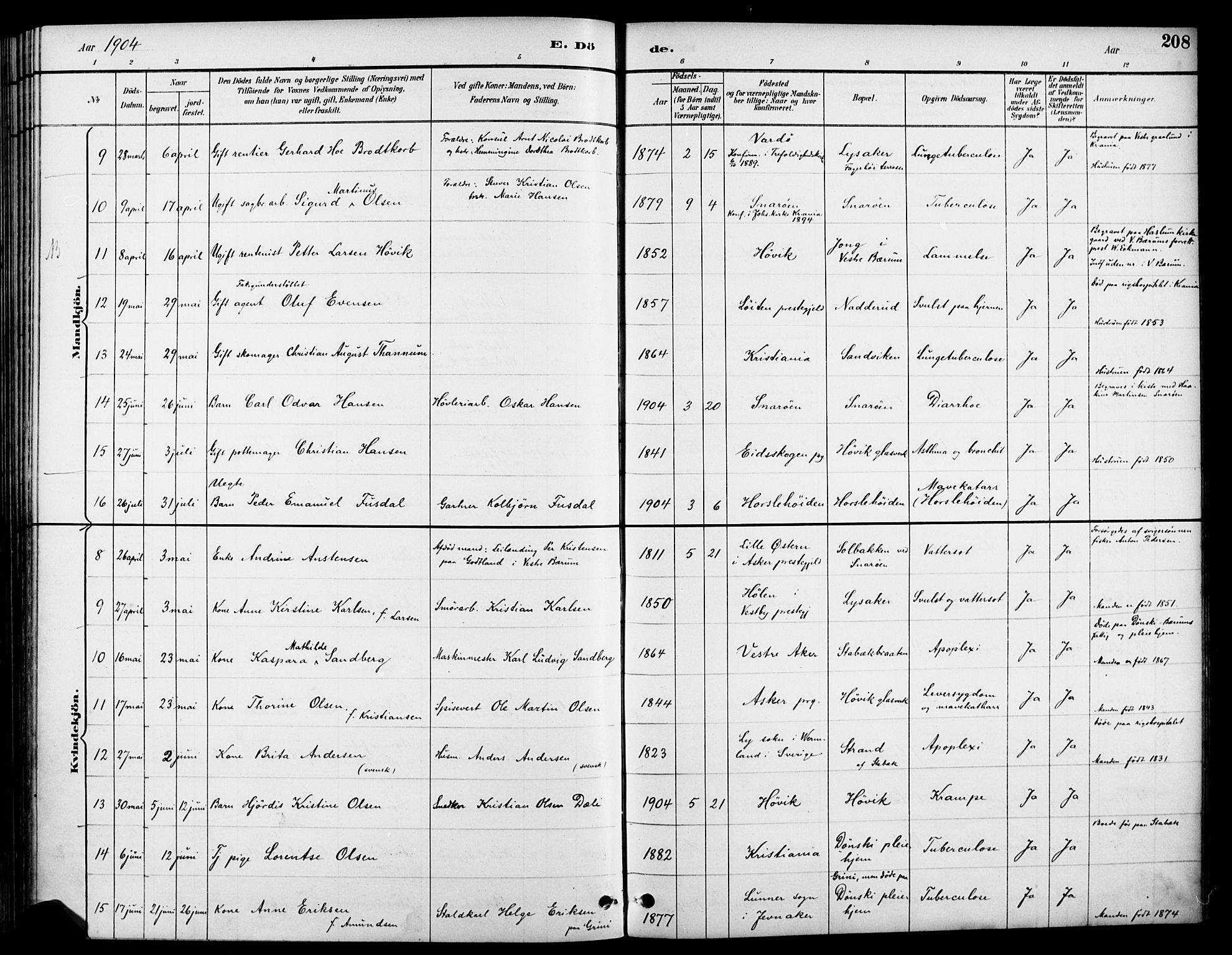 Asker prestekontor Kirkebøker, SAO/A-10256a/F/Fc/L0003: Parish register (official) no. III 3, 1892-1904, p. 208