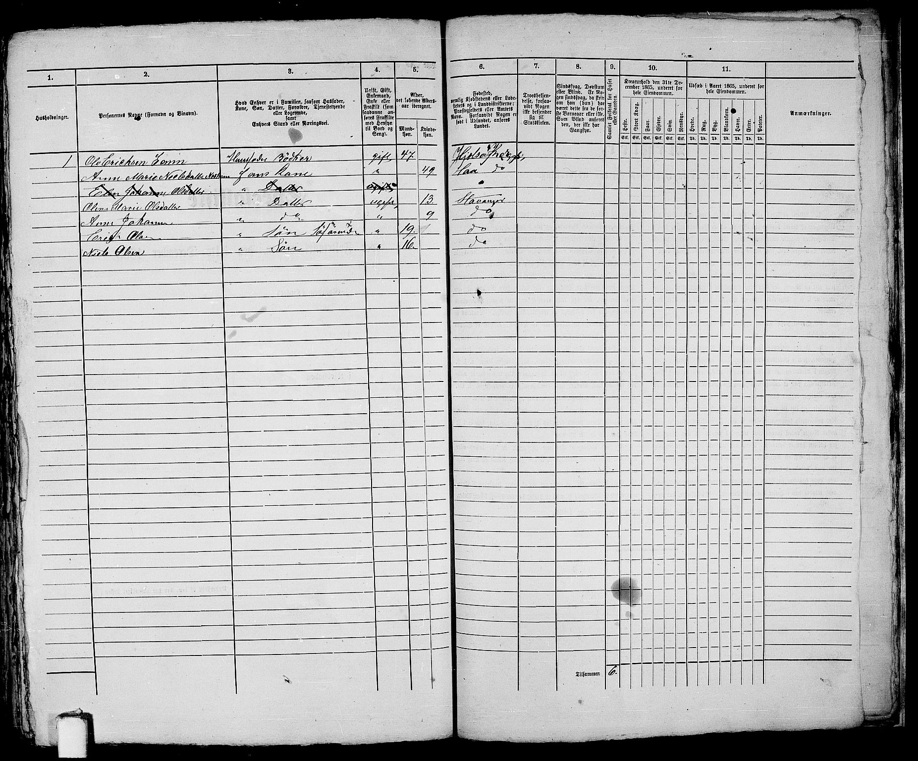 RA, 1865 census for Stavanger, 1865, p. 509