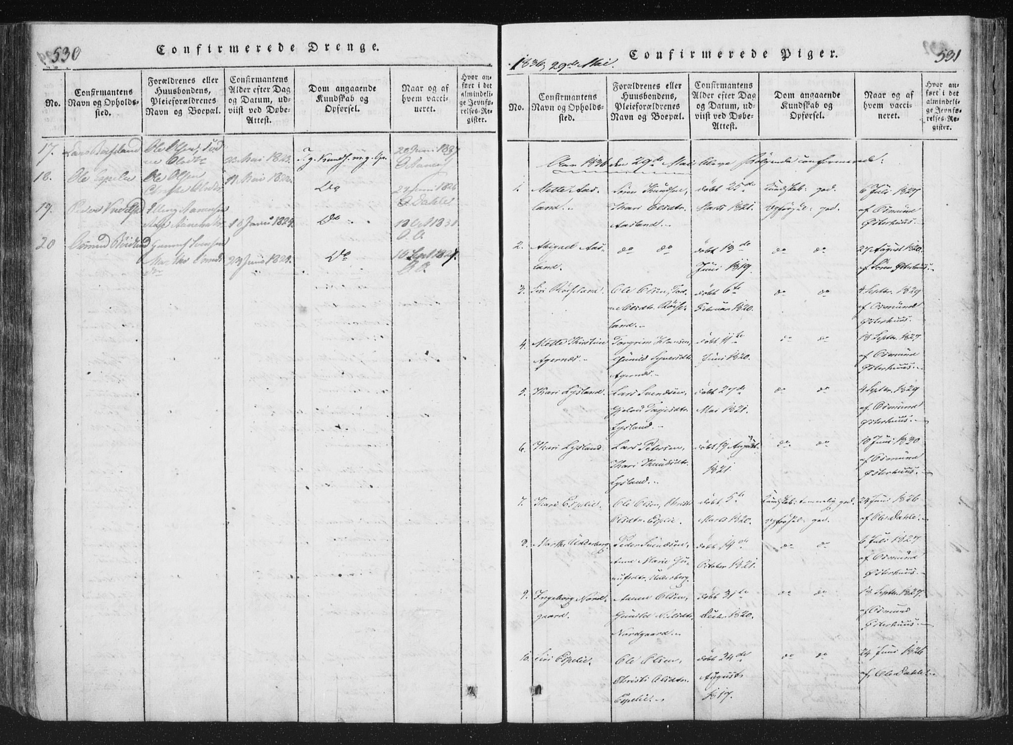 Åseral sokneprestkontor, AV/SAK-1111-0051/F/Fa/L0001: Parish register (official) no. A 1, 1815-1853, p. 530-531