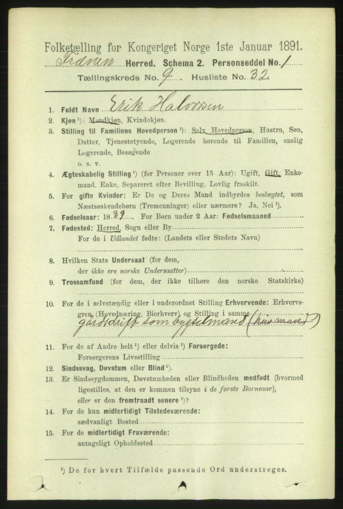 RA, 1891 census for 1548 Fræna, 1891, p. 3042