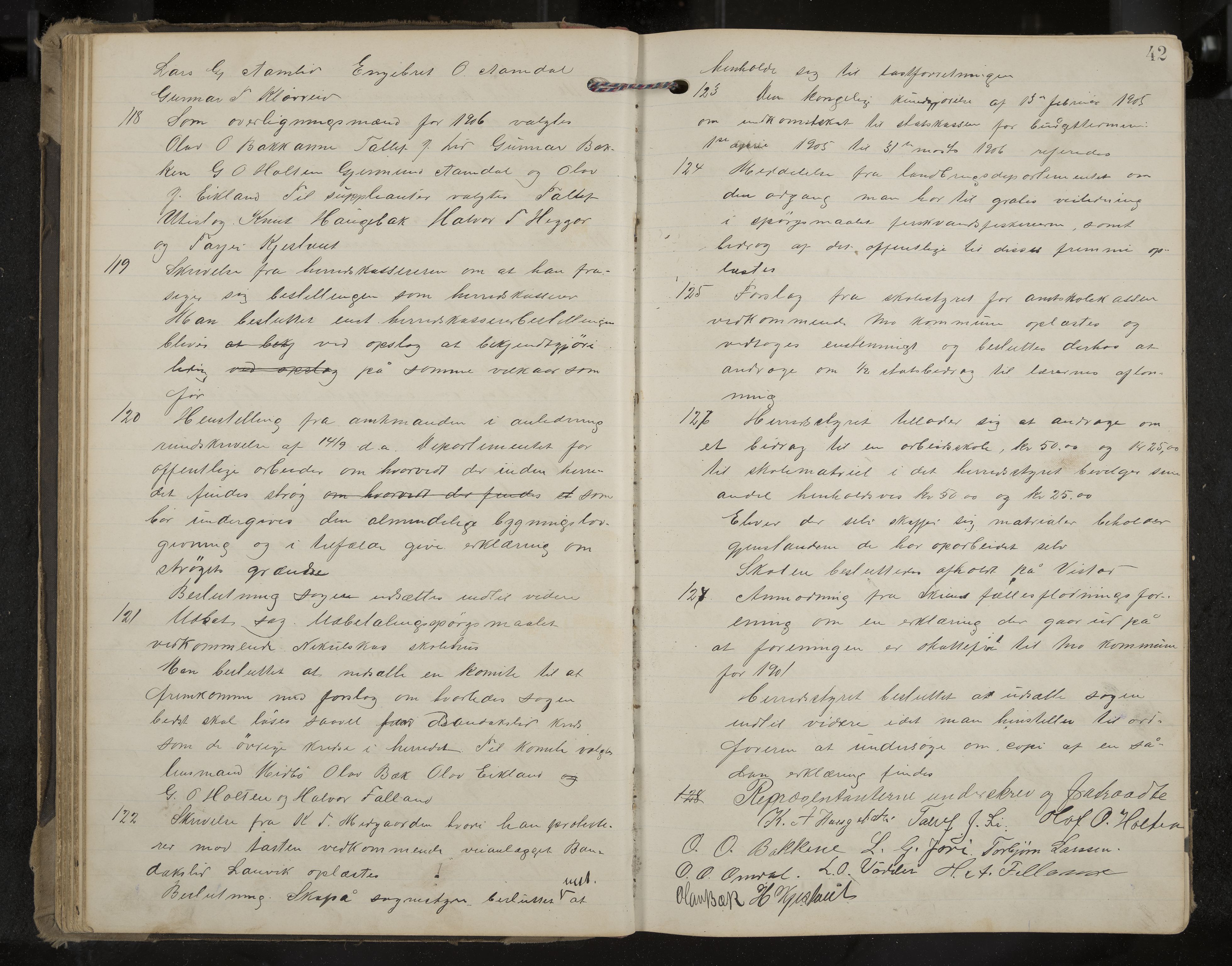 Mo formannskap og sentraladministrasjon, IKAK/0832021/A/L0004: Møtebok, 1903-1915, p. 42