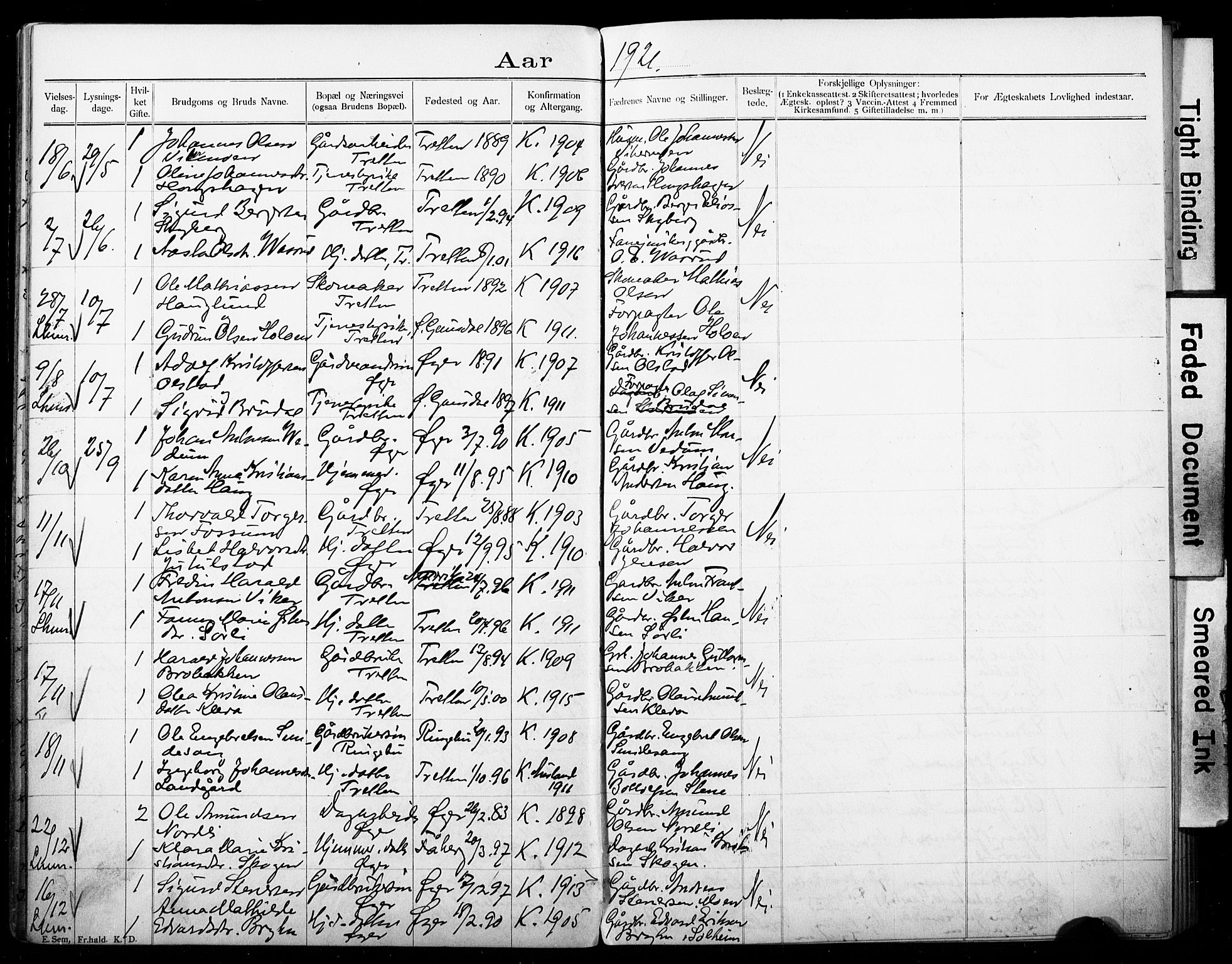 Øyer prestekontor, AV/SAH-PREST-084/I/Ie: Banns register no. 1, 1899-1928