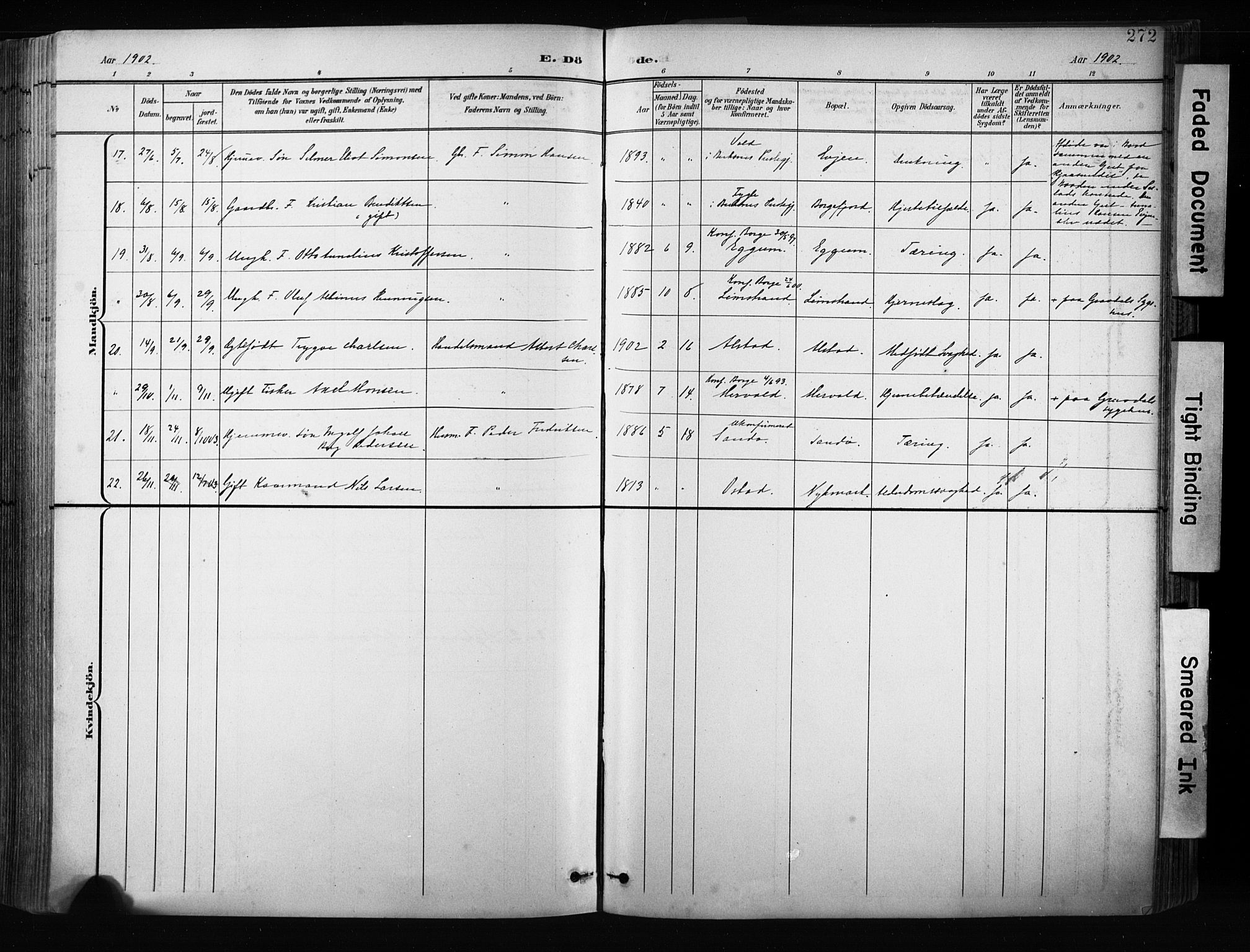 Ministerialprotokoller, klokkerbøker og fødselsregistre - Nordland, AV/SAT-A-1459/880/L1134: Parish register (official) no. 880A08, 1899-1908, p. 272