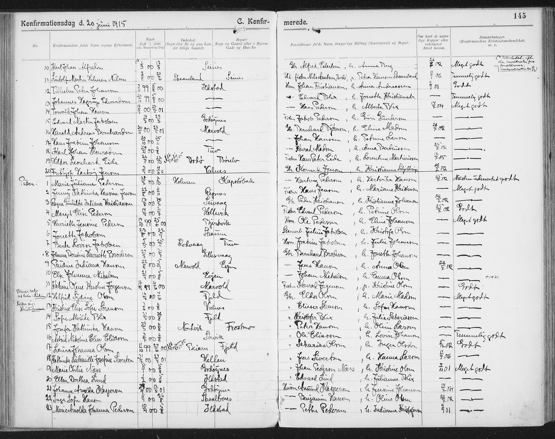 Ministerialprotokoller, klokkerbøker og fødselsregistre - Nordland, SAT/A-1459/804/L0081: Parish register (official) no. 804A02, 1901-1915, p. 145